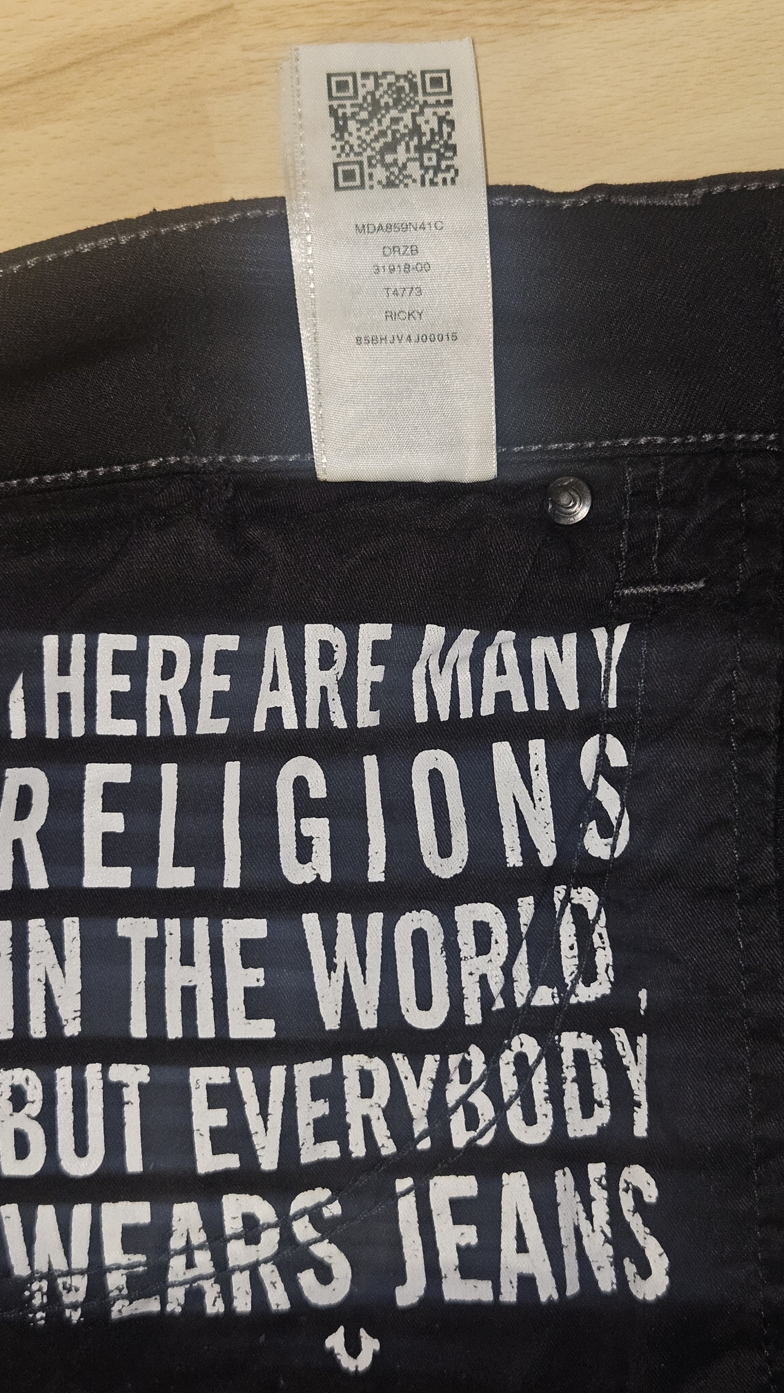 True Religion Ricky Black Flap Pocket Relaxed Straight Jeans, W36, photo 7