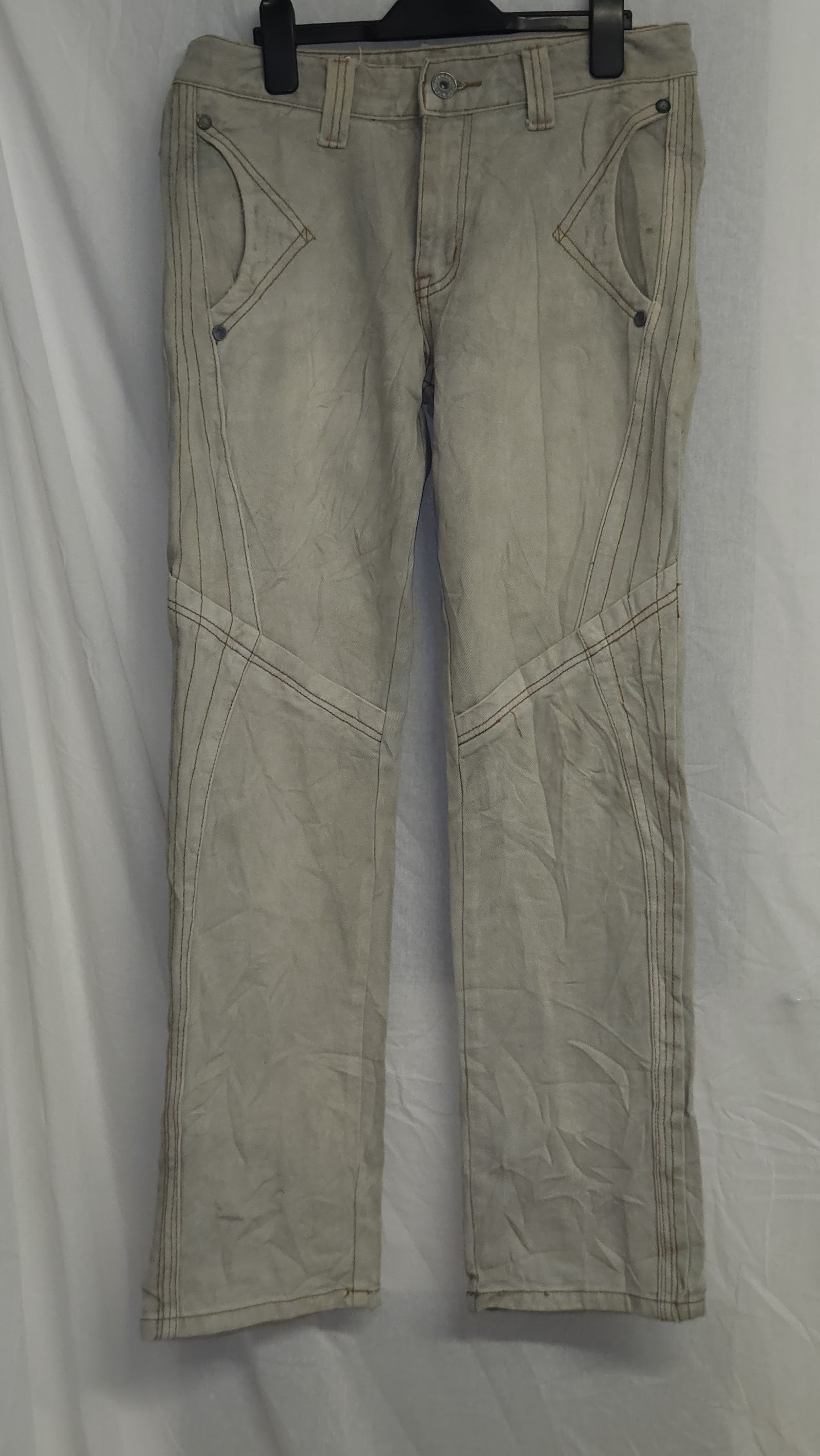 No Excess Industry Light Grey Beige Washed Jeans