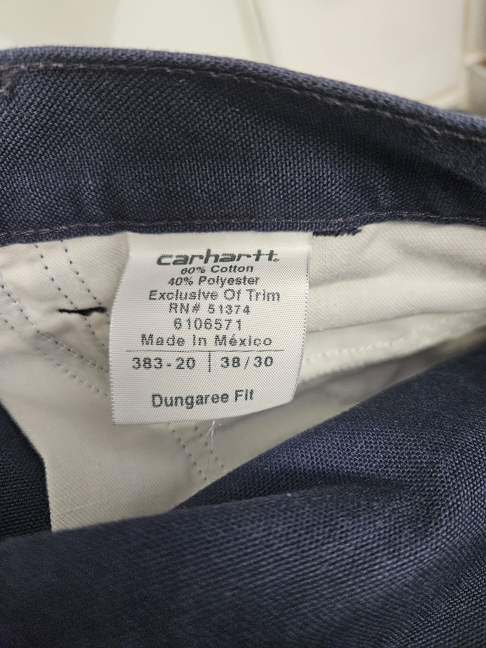 Genuine Carhartt Navy Dungaree Fit utility trousers, W38 L30, photo 4