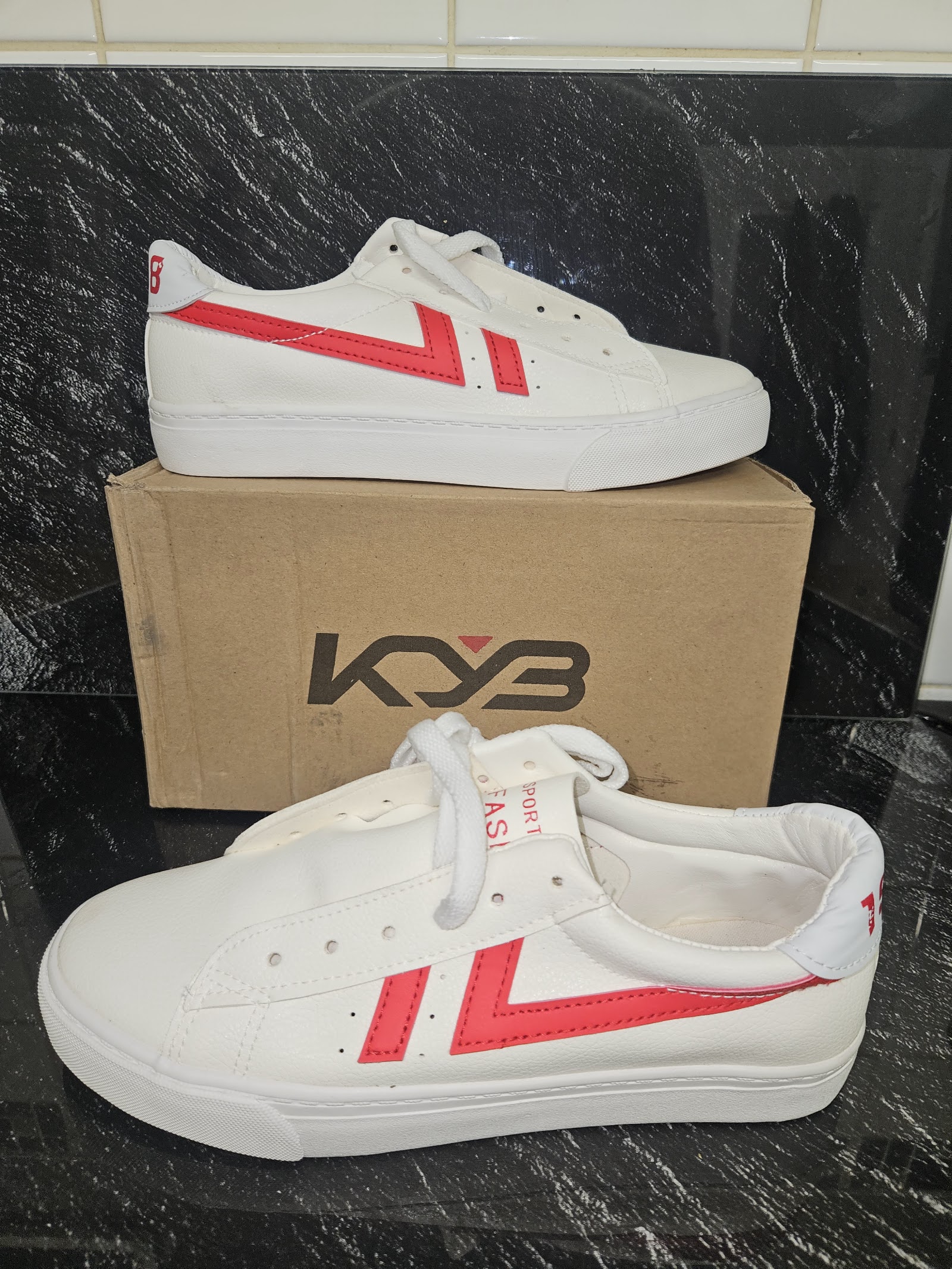 Genuine K-STEP White Red Low-Top Trainers Size EU 39 UK 6, EU 39 / UK 6 / 245, photo 6