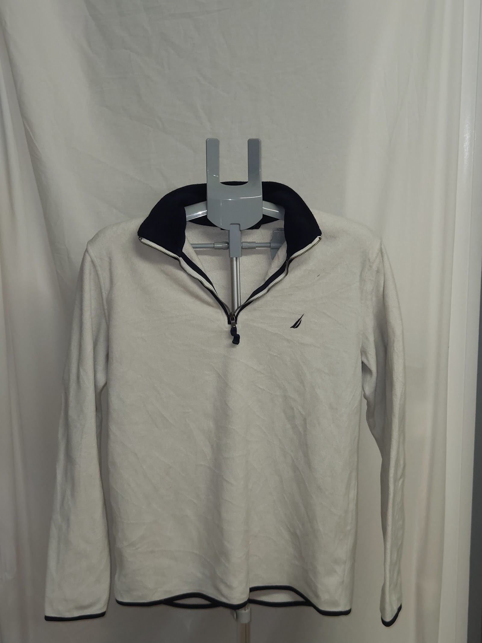 Nautica Cream Navy Quarter Zip Fleece