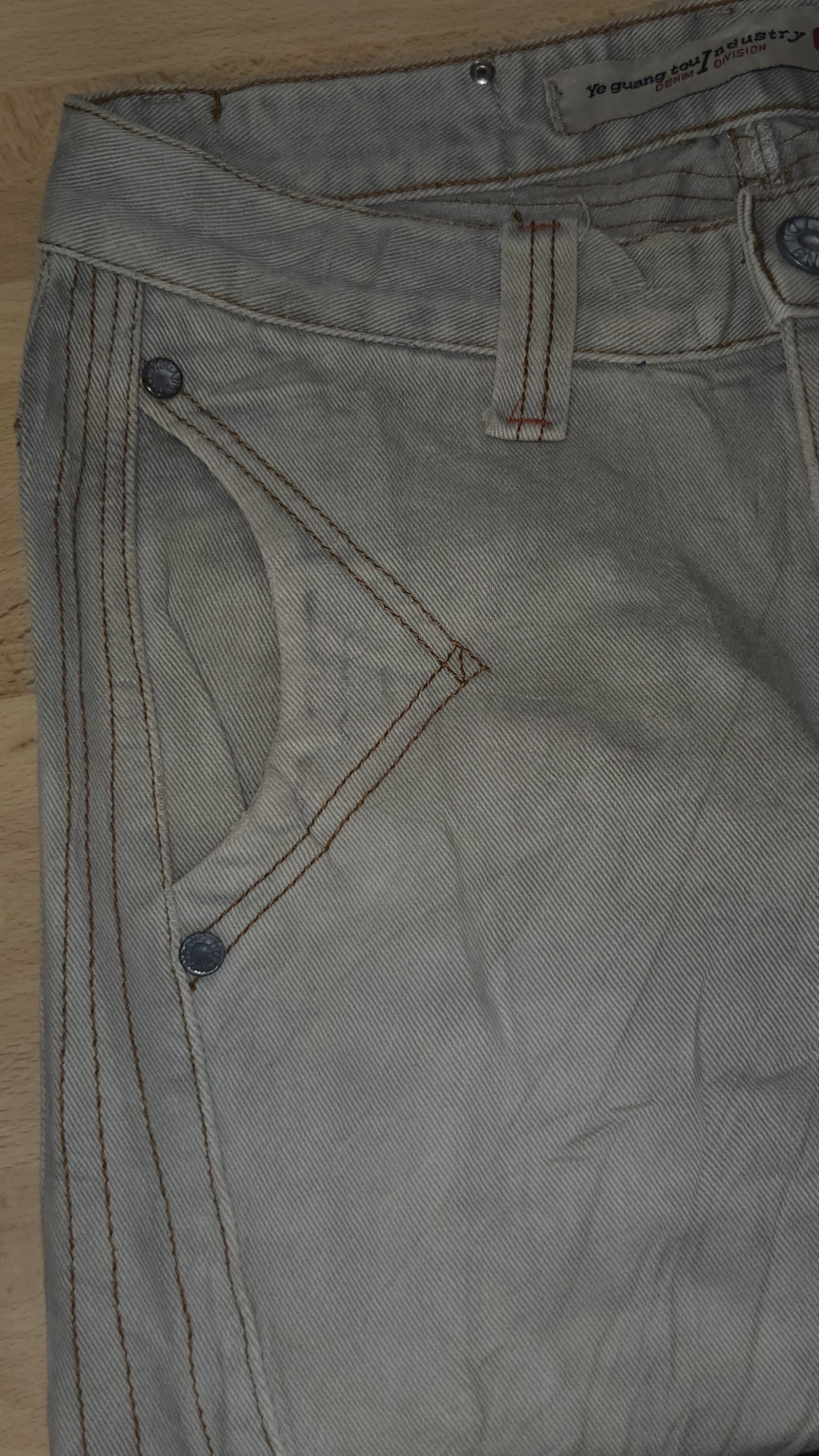 No Excess Industry Light Grey Beige Washed Jeans, W29 (labelled), photo 4