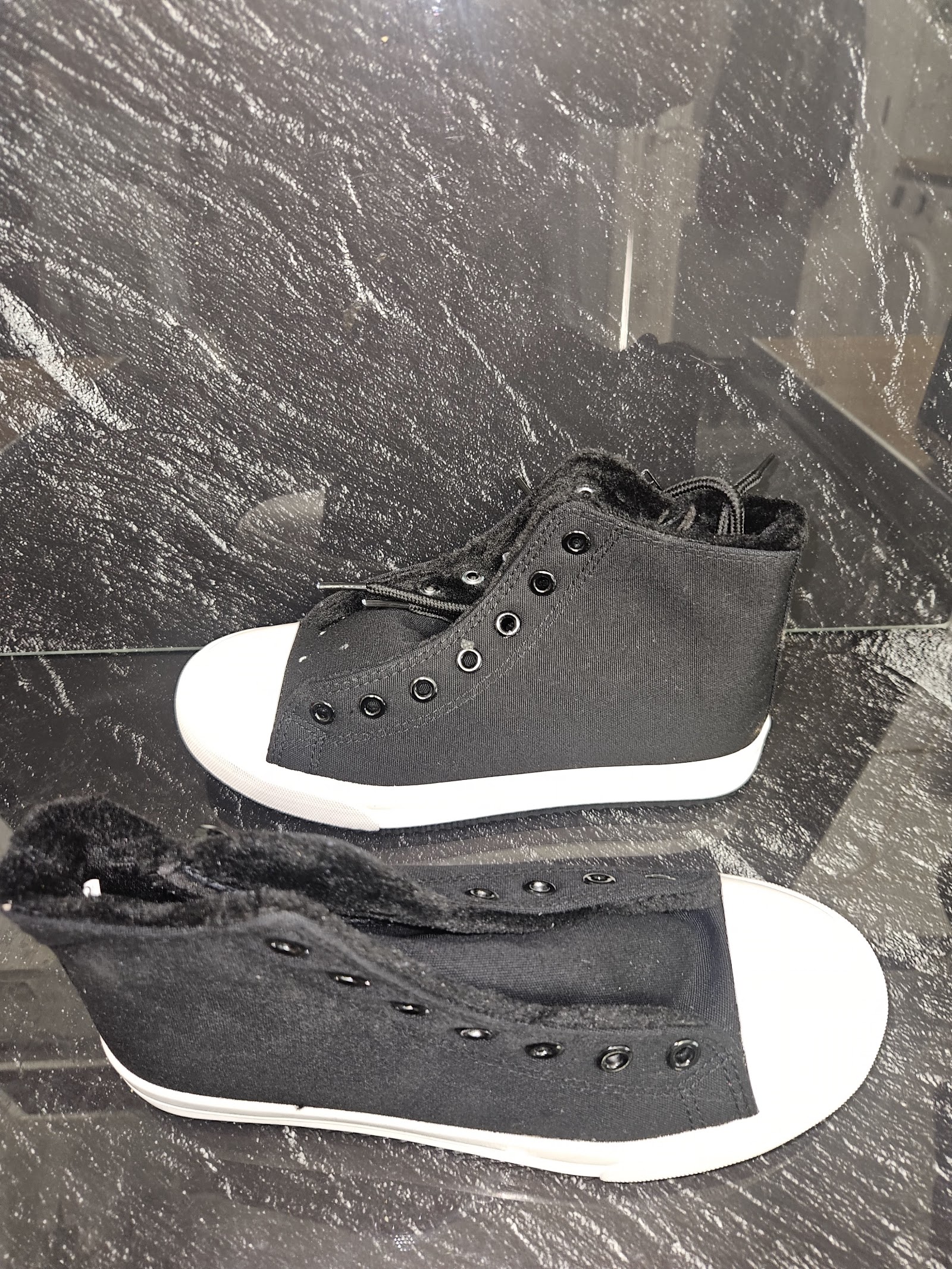 Genuine Unbranded Black Side-Zip Canvas High-Top Trainers Size EU 35 UK 2.5, EU 35 / UK 2.5 / CN 225, photo 3