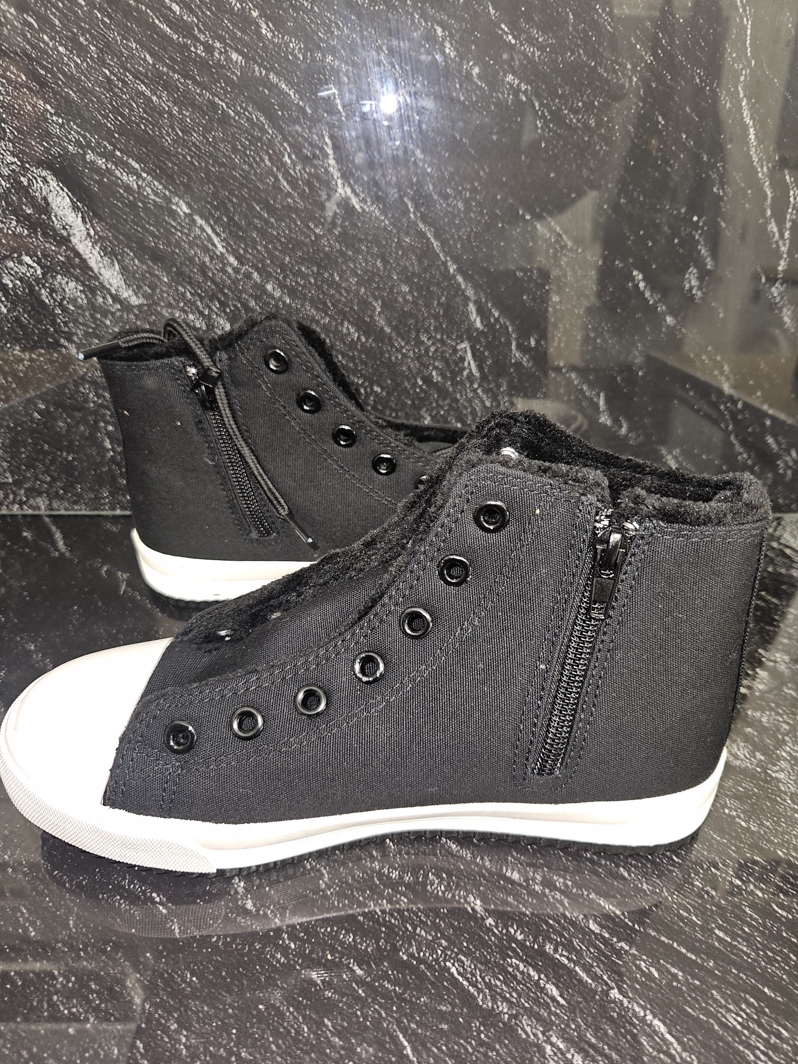 Genuine Unbranded Black Side-Zip Canvas High-Top Trainers Size EU 35 UK 2.5, EU 35 / UK 2.5 / CN 225, photo 5