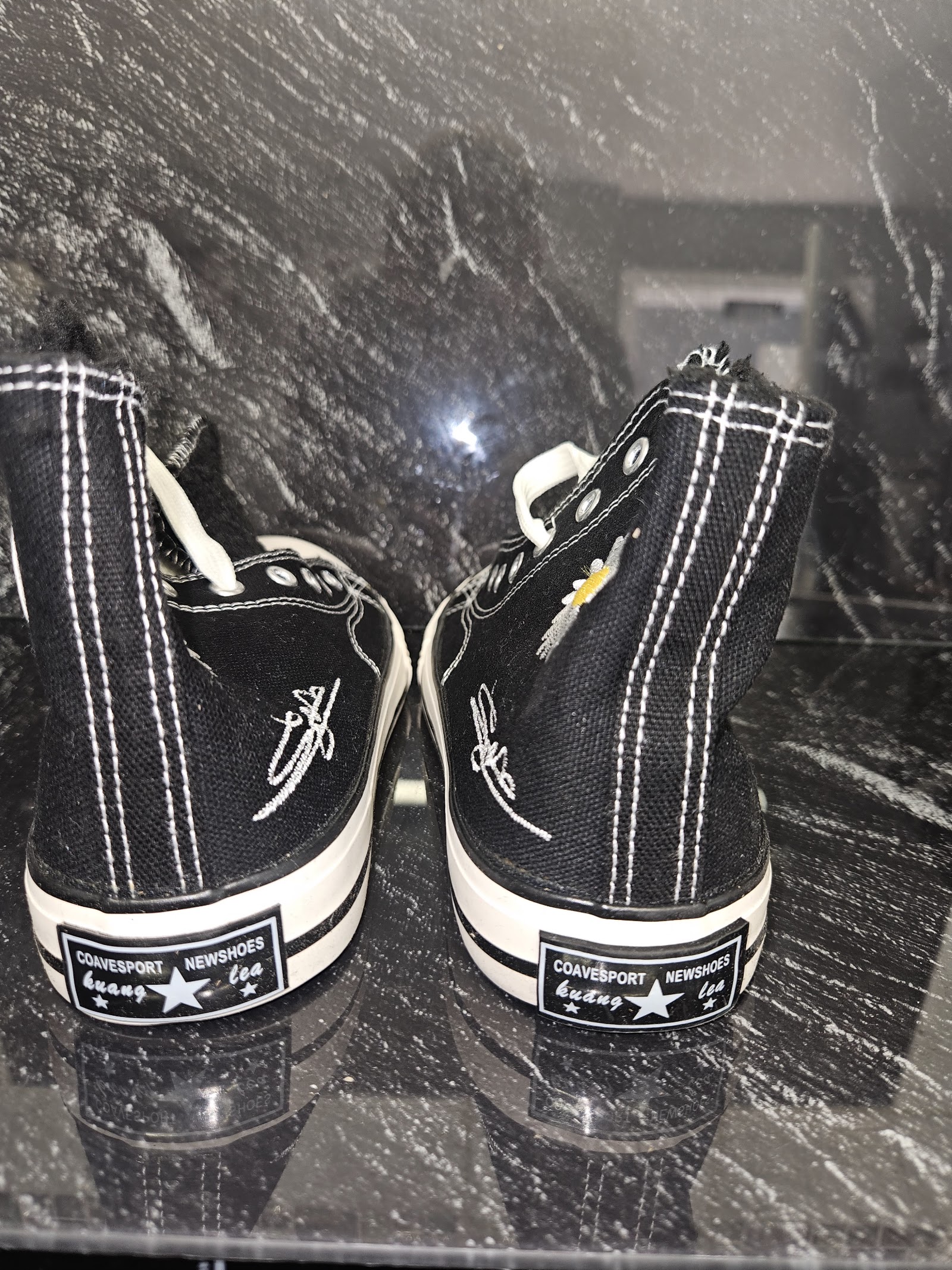 Genuine Convesport Newshoes Black Daisy Embroidered High-Top Trainers Size EU 38 UK 5, EU 38 / UK 5, photo 5