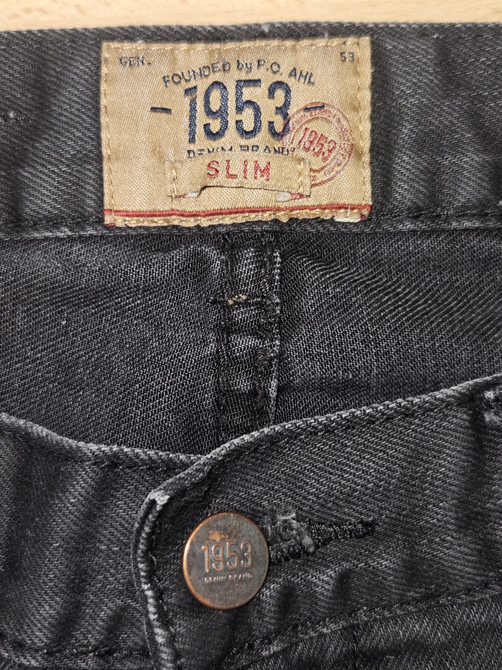 Genuine 1953 Black Slim Jeans W34 L32, W34 L32 seller-marked, photo 3