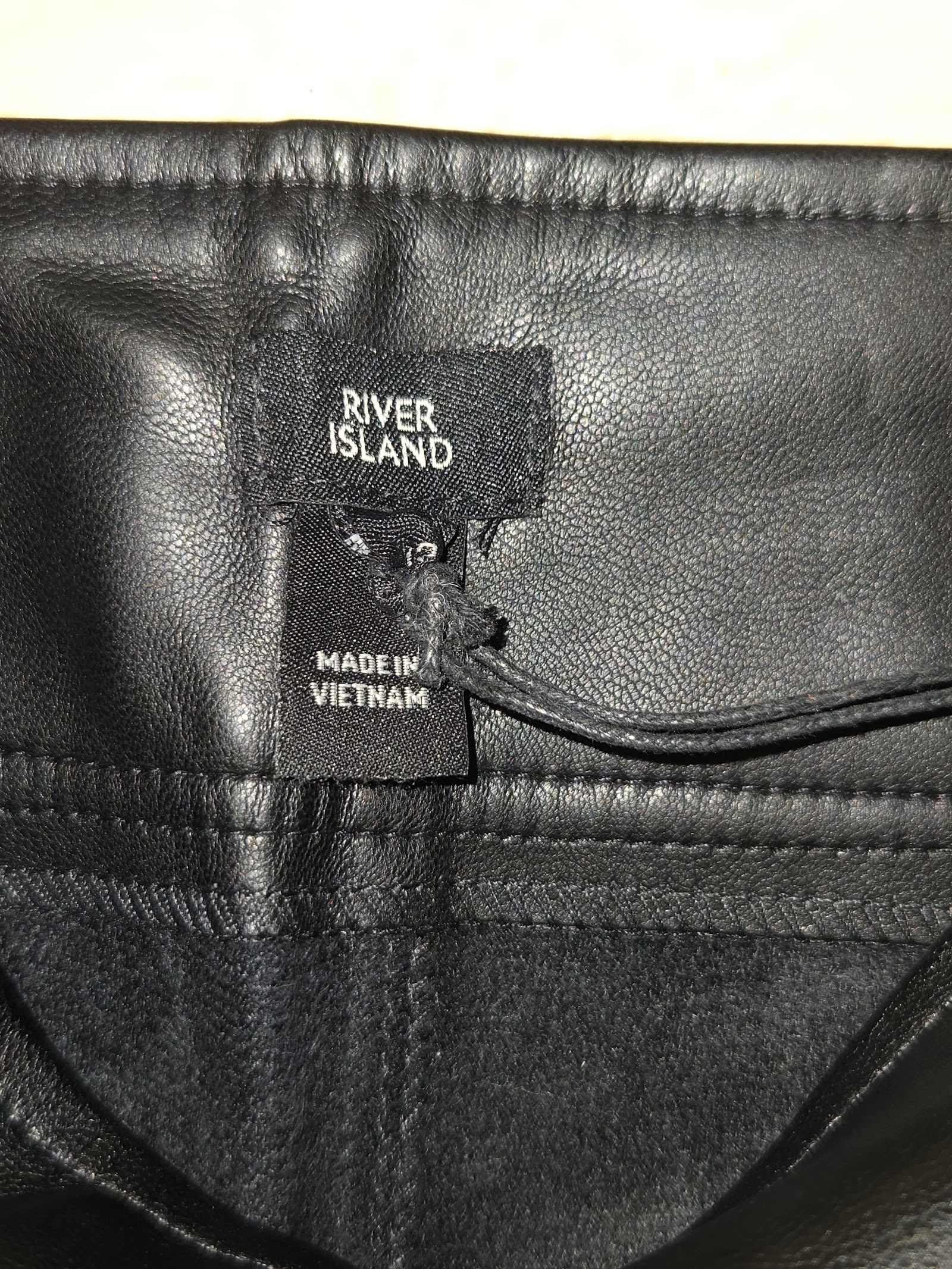 Genuine River Island Women's Black Faux Leather Trousers Size 12 Button Detail, 12, photo 5
