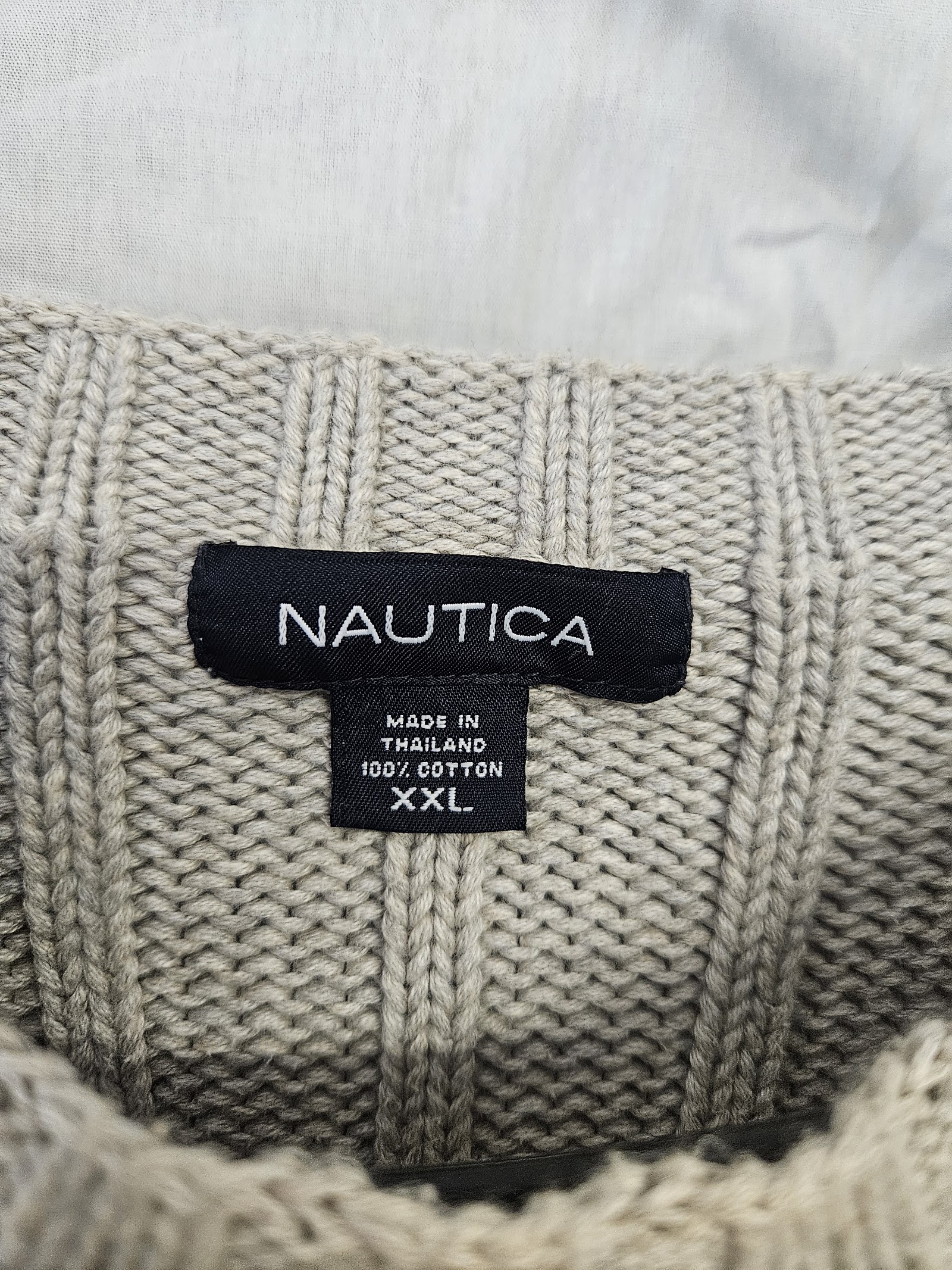 Genuine Nautica Grey cable-knit cotton jumper, XXL, photo 2