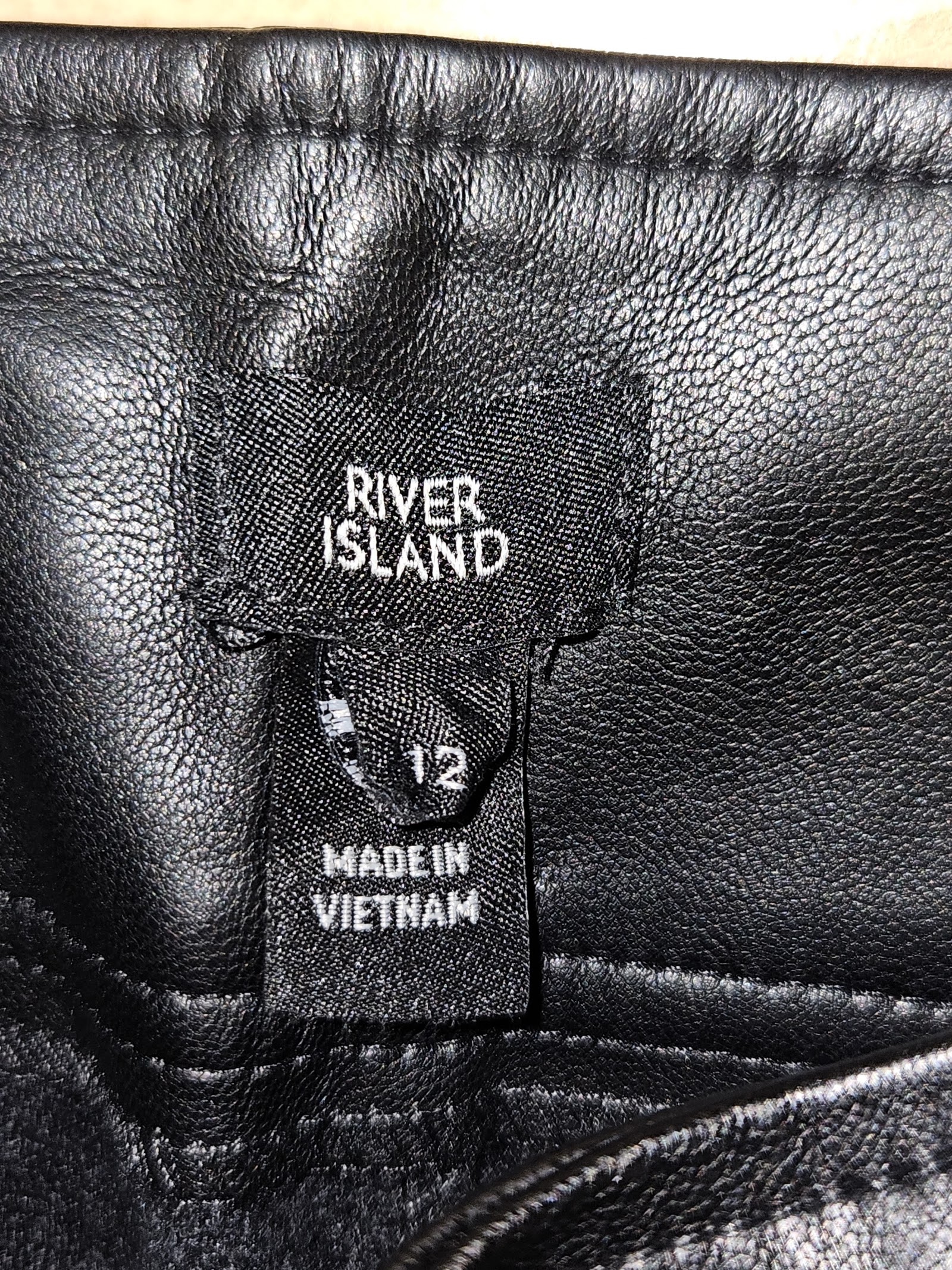 Genuine River Island Women's Black Faux Leather Trousers Size 12 Button Detail, 12, photo 6