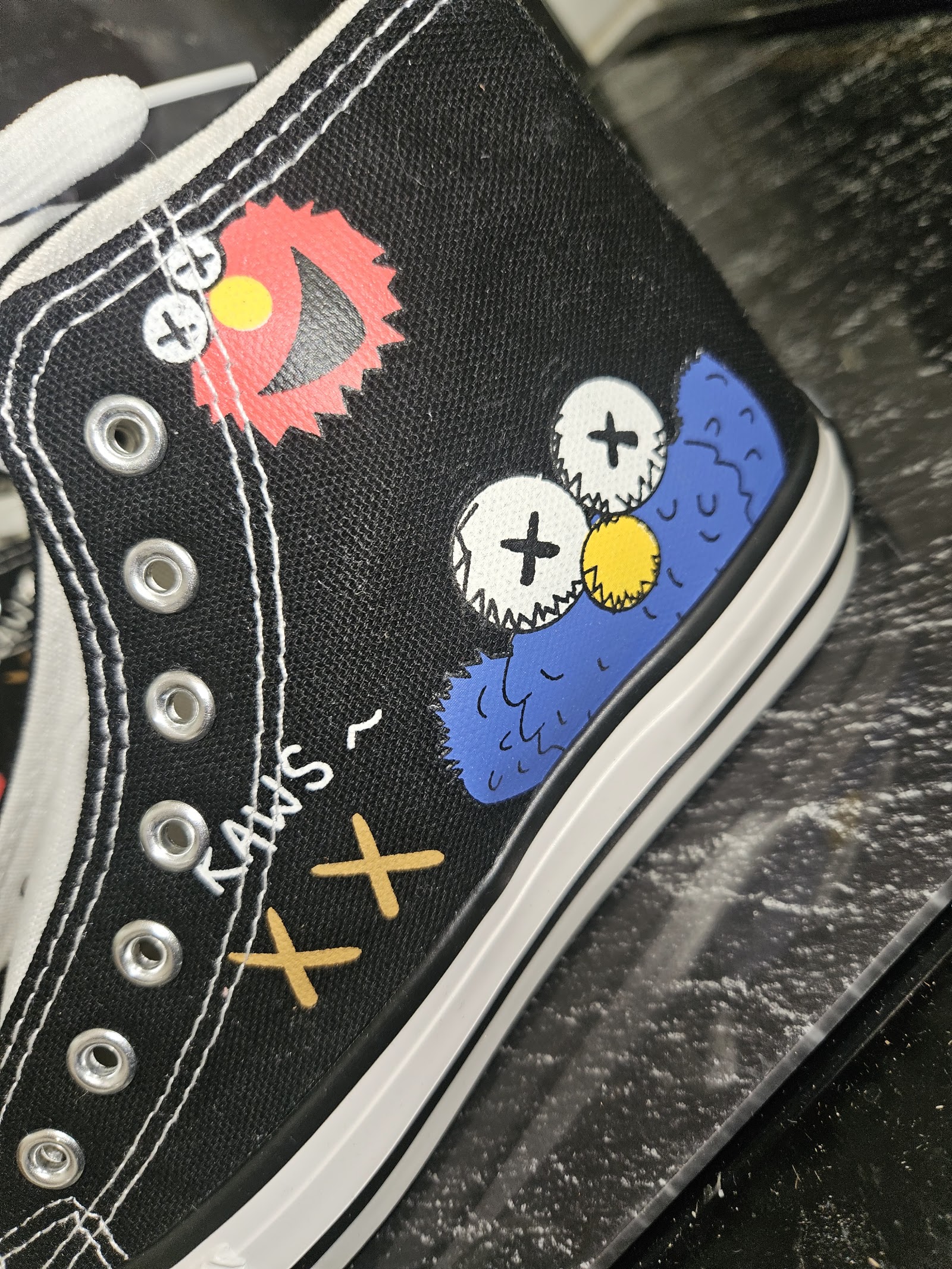 Genuine Fashion Black Colourful Cartoon Canvas High-Top Trainers Size EU 35 UK 2.5, EU 35 / UK 2.5, photo 3