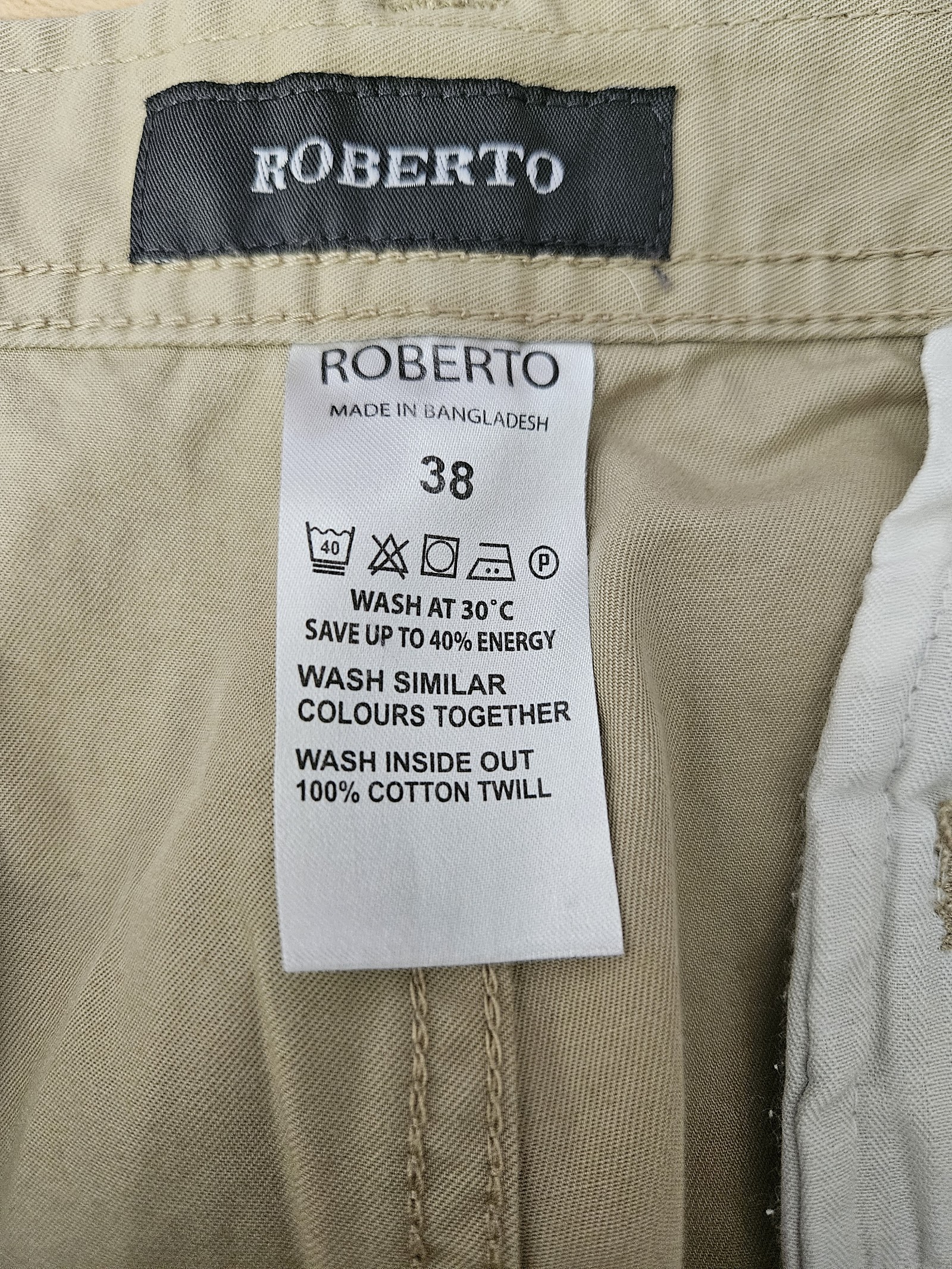 Genuine Roberto Beige cotton cargo trousers, Waist 38, photo 2