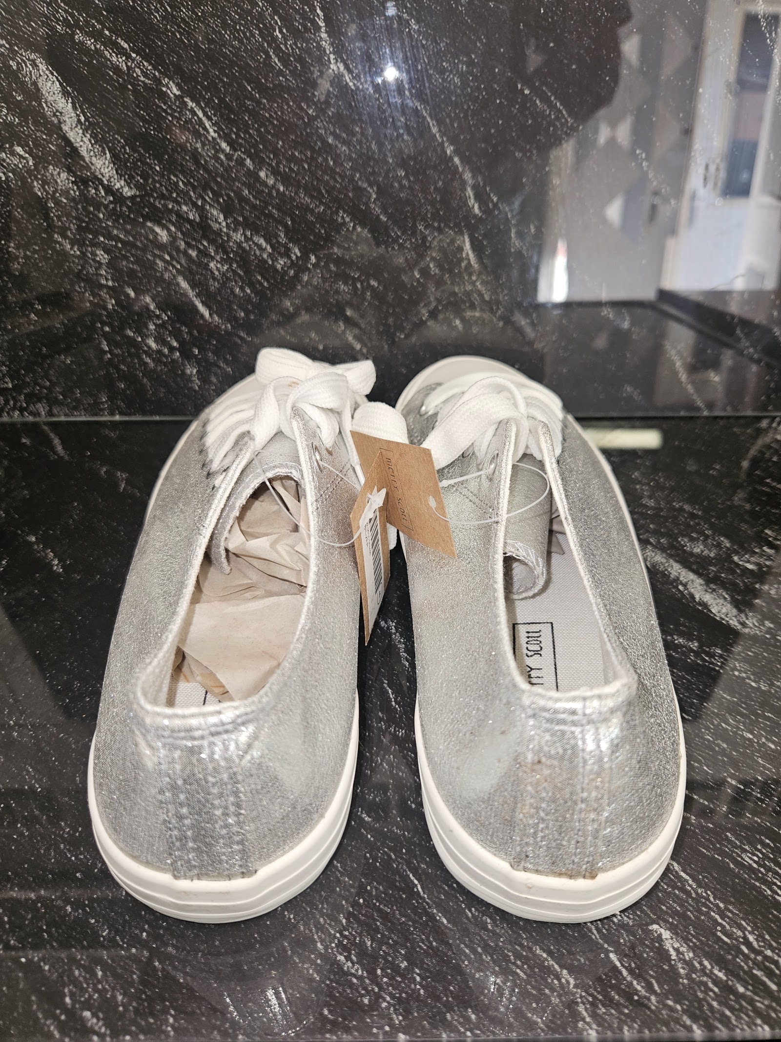 Genuine Merry Scott Silver Metallic Canvas Low-Top Trainers Size EU 40 UK 7, EU 40 / UK 7, photo 4