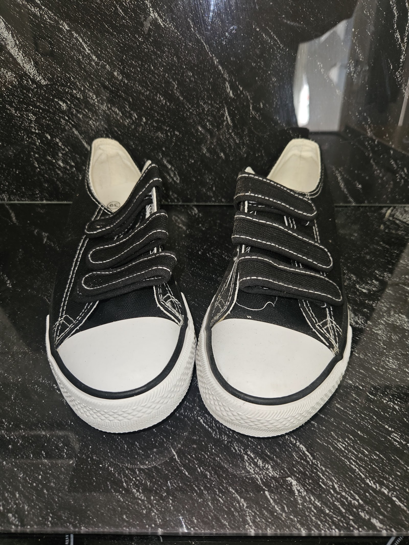 Genuine Sport Black Triple-Strap Canvas Trainers Size EU 39 UK 6, EU 39 / UK 6, photo 2