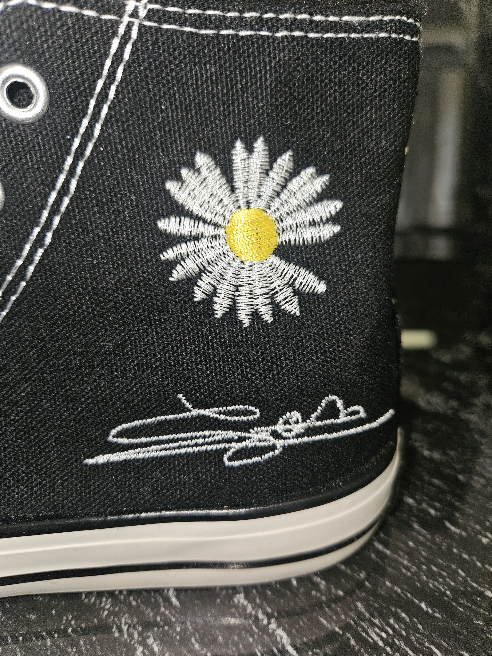 Genuine Convesport Newshoes Black Daisy Embroidered High-Top Trainers Size EU 38 UK 5, EU 38 / UK 5, photo 2