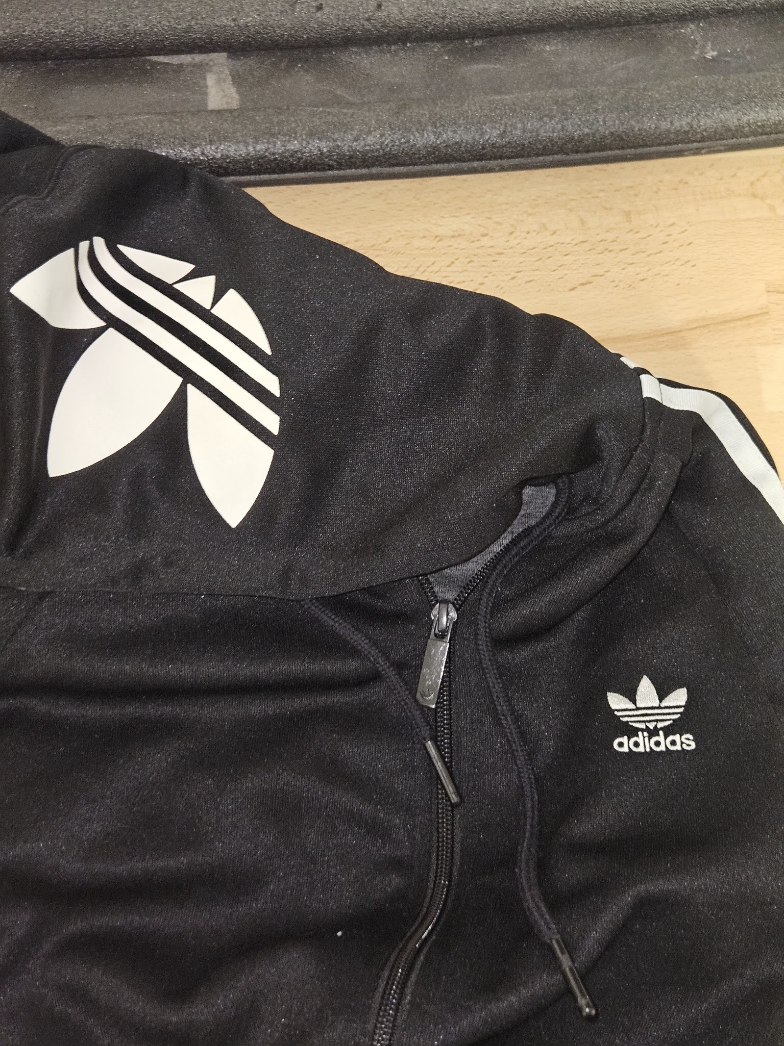 Genuine Adidas Black White Three Stripe Zip Hoodie, 36, photo 4