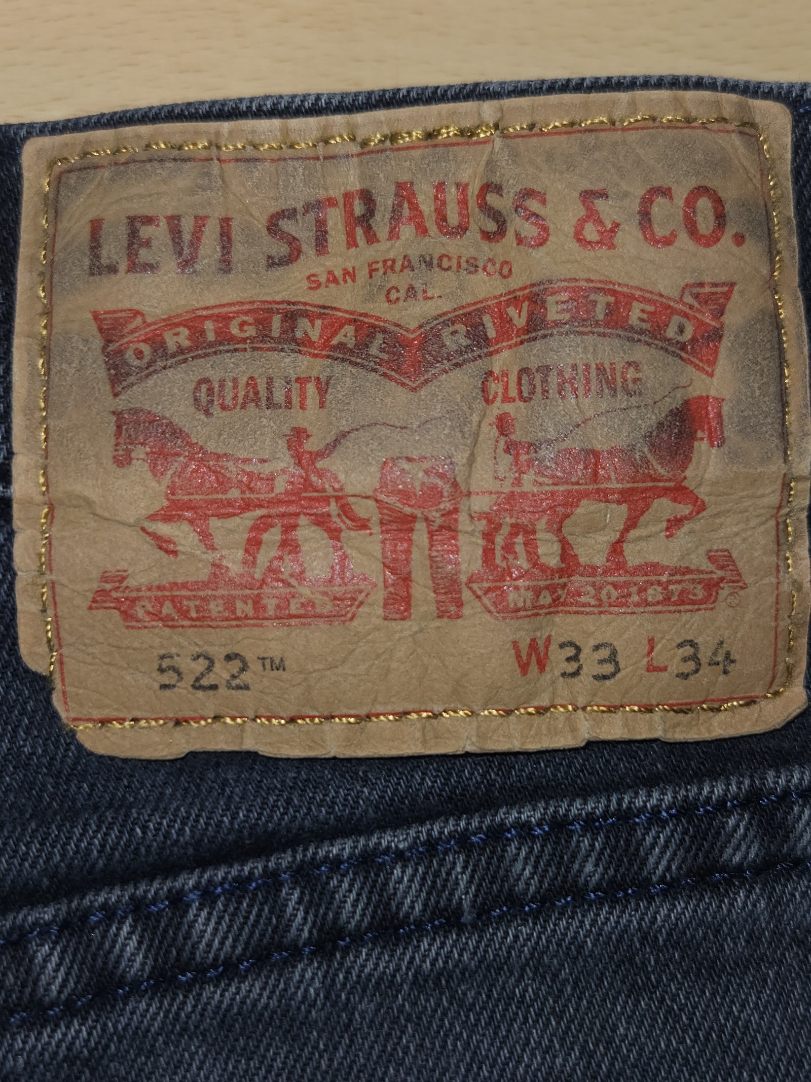 Genuine Levi’s 522 dark-wash slim-taper jeans, W33 L34, photo 3