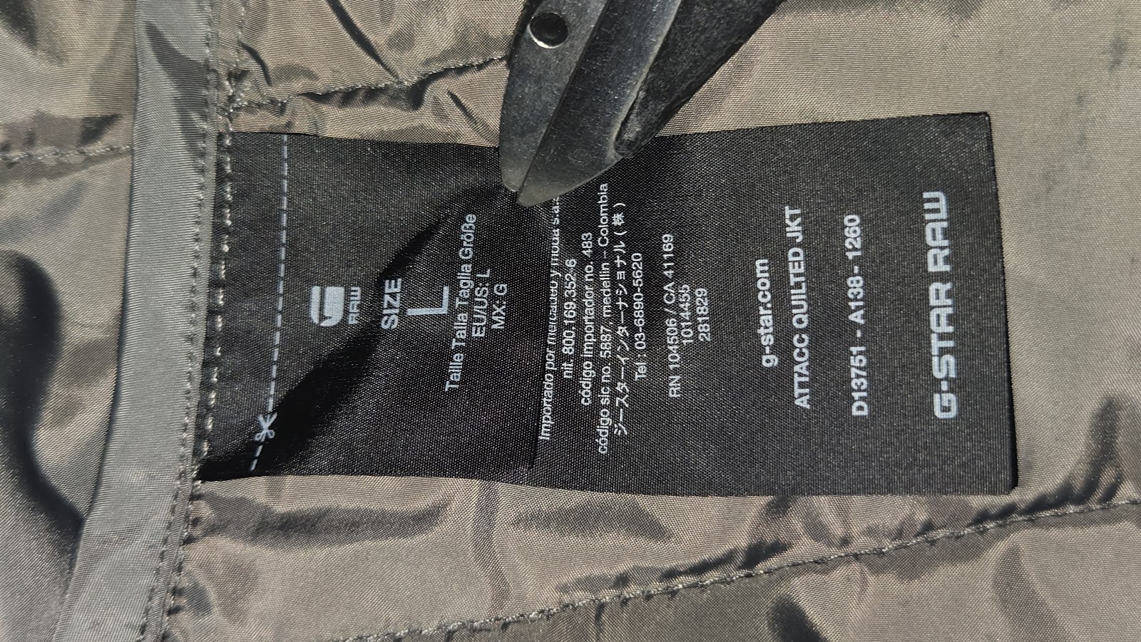 G-Star RAW Charcoal Quilted Zip Jacket, L (labelled), photo 9