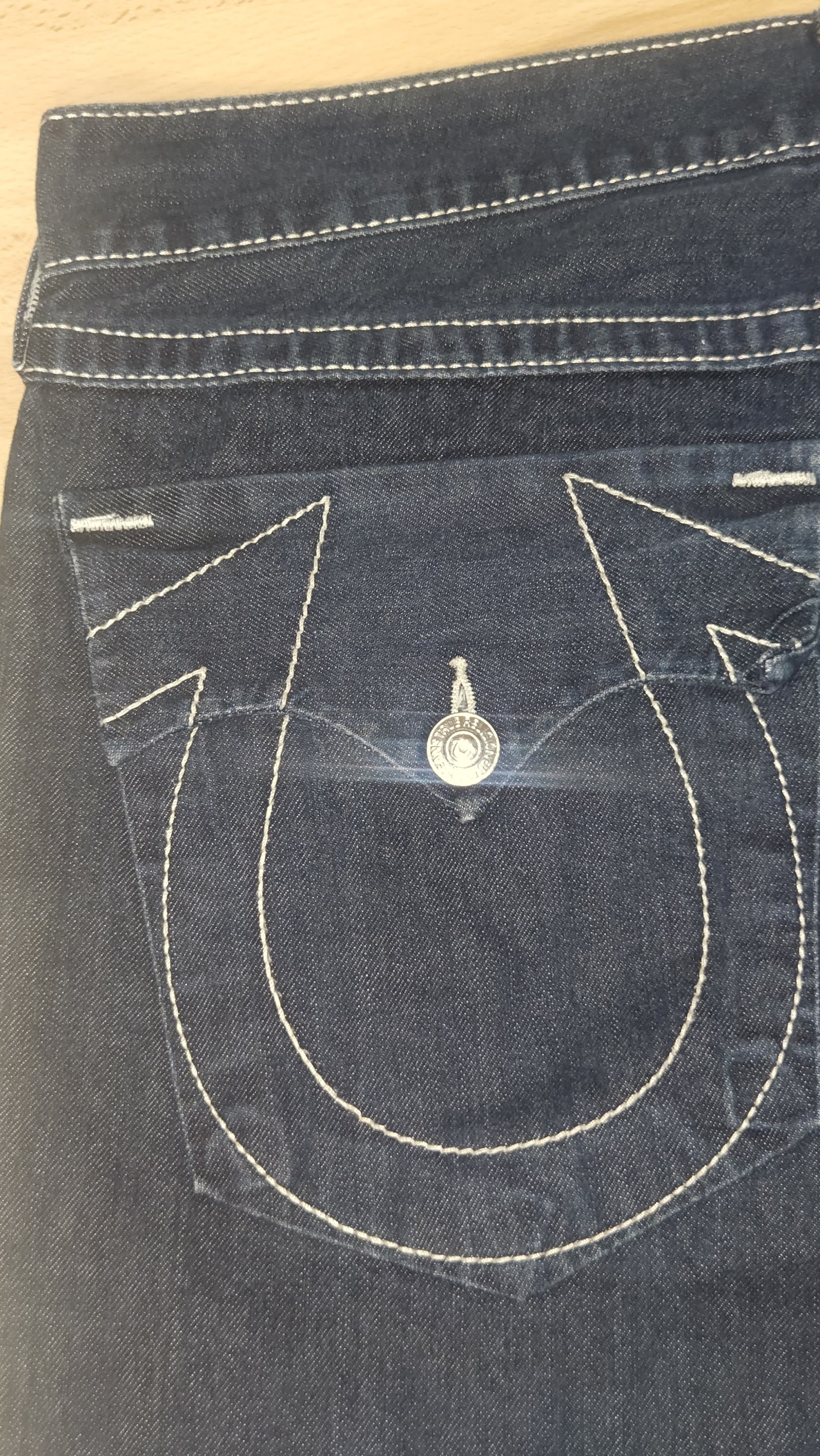 True Religion Dark Indigo White Heavy Stitch Flap Pocket Jeans, W36, photo 6