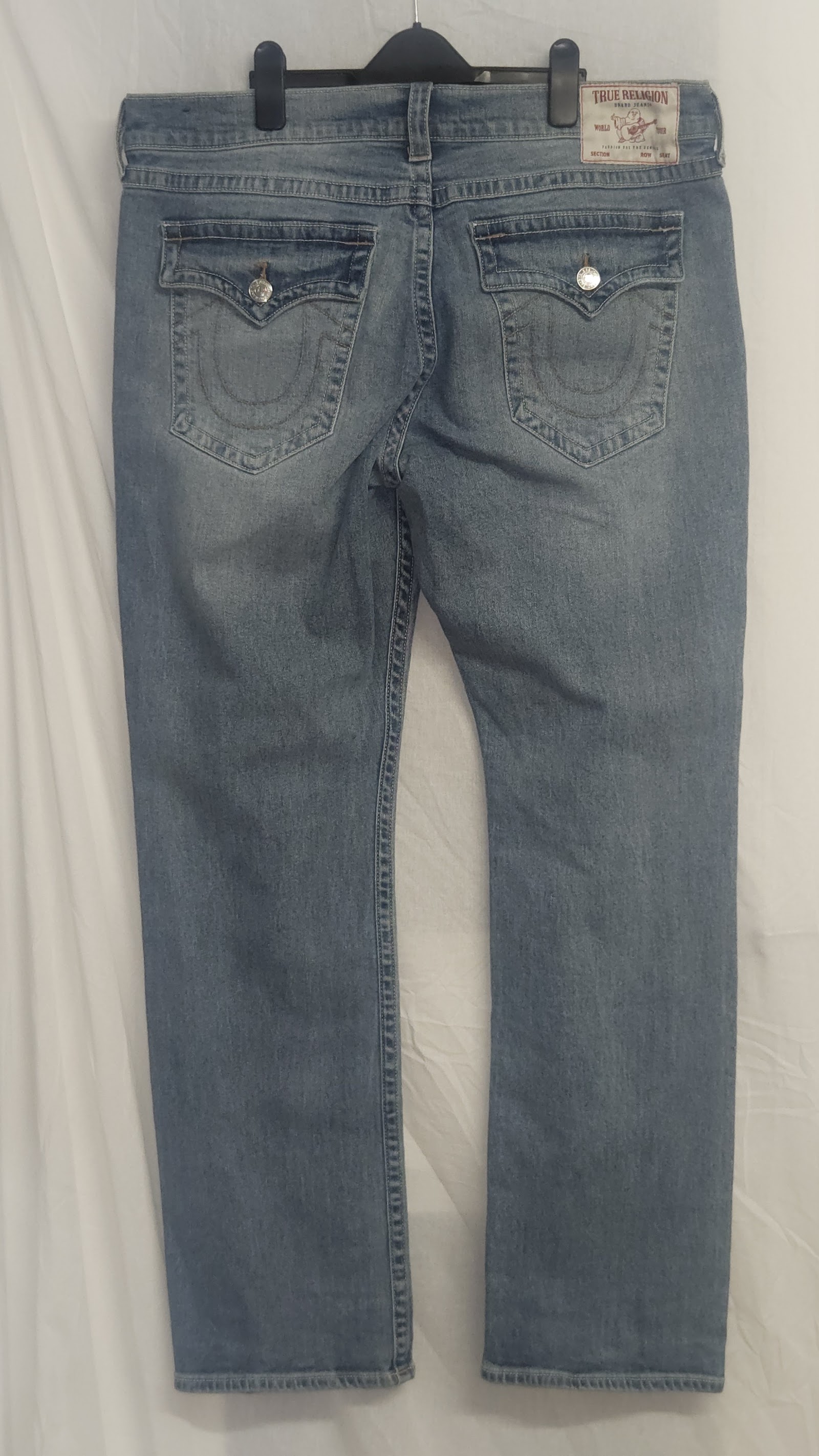 True Religion Ricky Blue Washed Flap Pocket Relaxed Straight Jeans, W36, photo 2