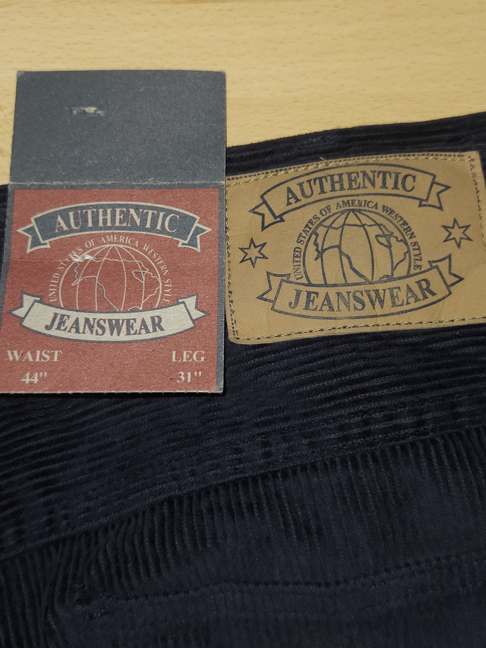 Genuine Authentic Jeanswear Navy straight-leg corduroy trousers with tags, W44 L31, photo 3