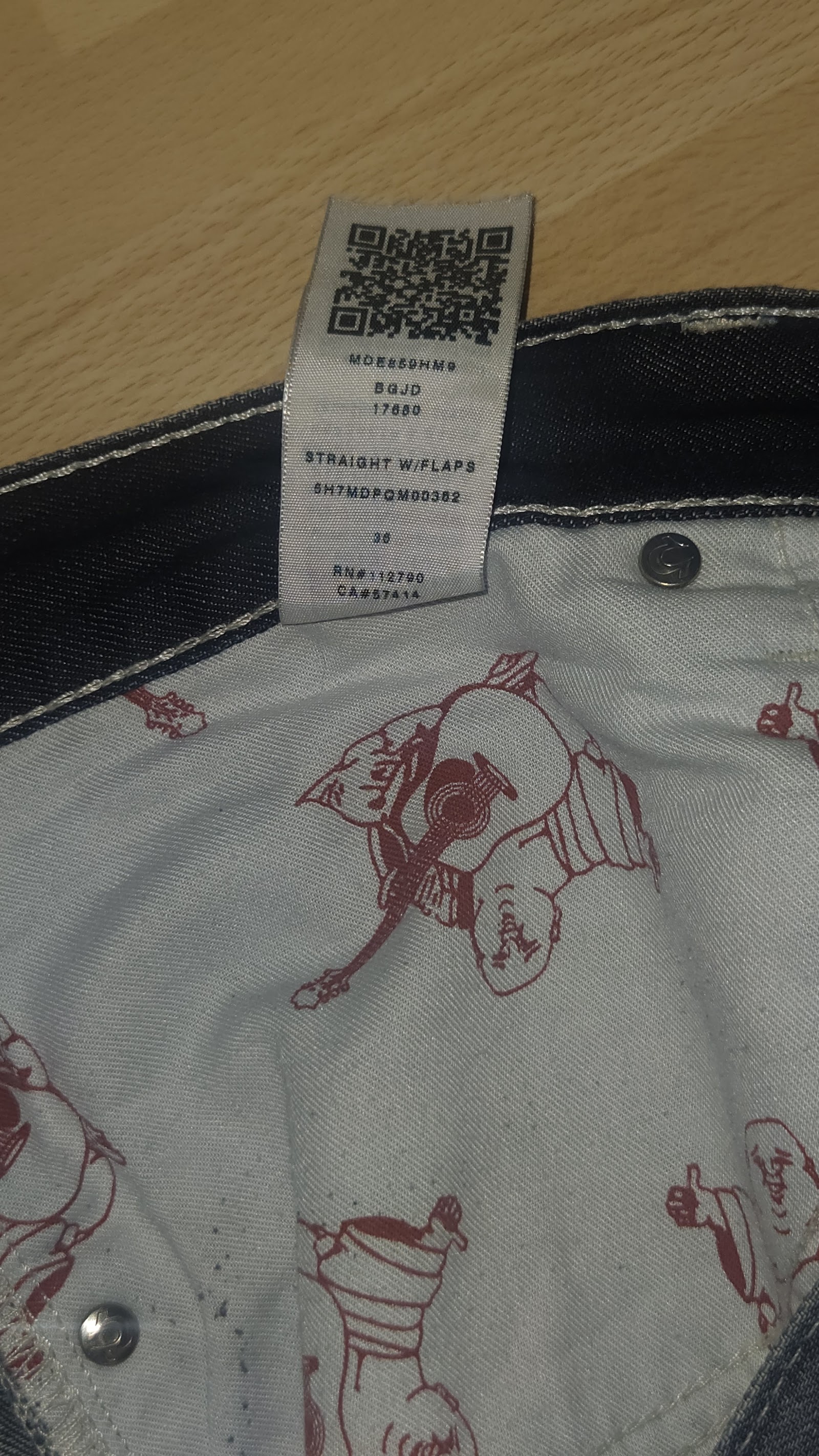 True Religion Washed Blue Heavy Stitch Flap Pocket Distressed Jeans, W36, photo 8