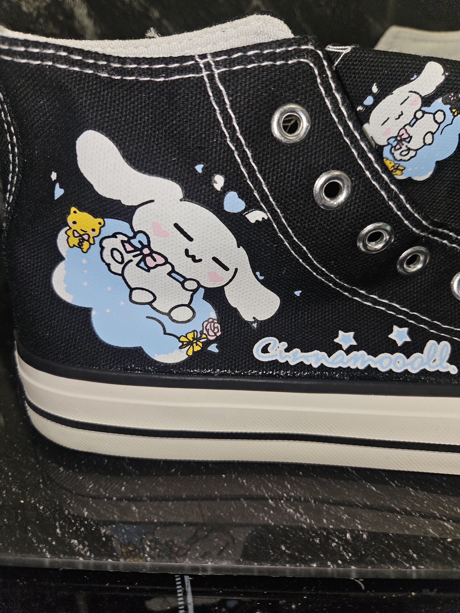 Genuine Unbranded Black Cartoon Rabbit Canvas High-Top Trainers Size EU 40 UK 7, EU 40 / UK 7, photo 2