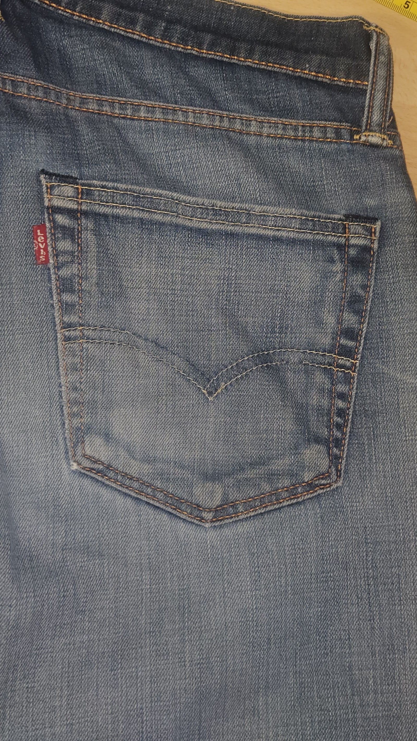 Levi's Blue Washed Five Pocket Stretch Jeans, Measured W31.5 approx., photo 7