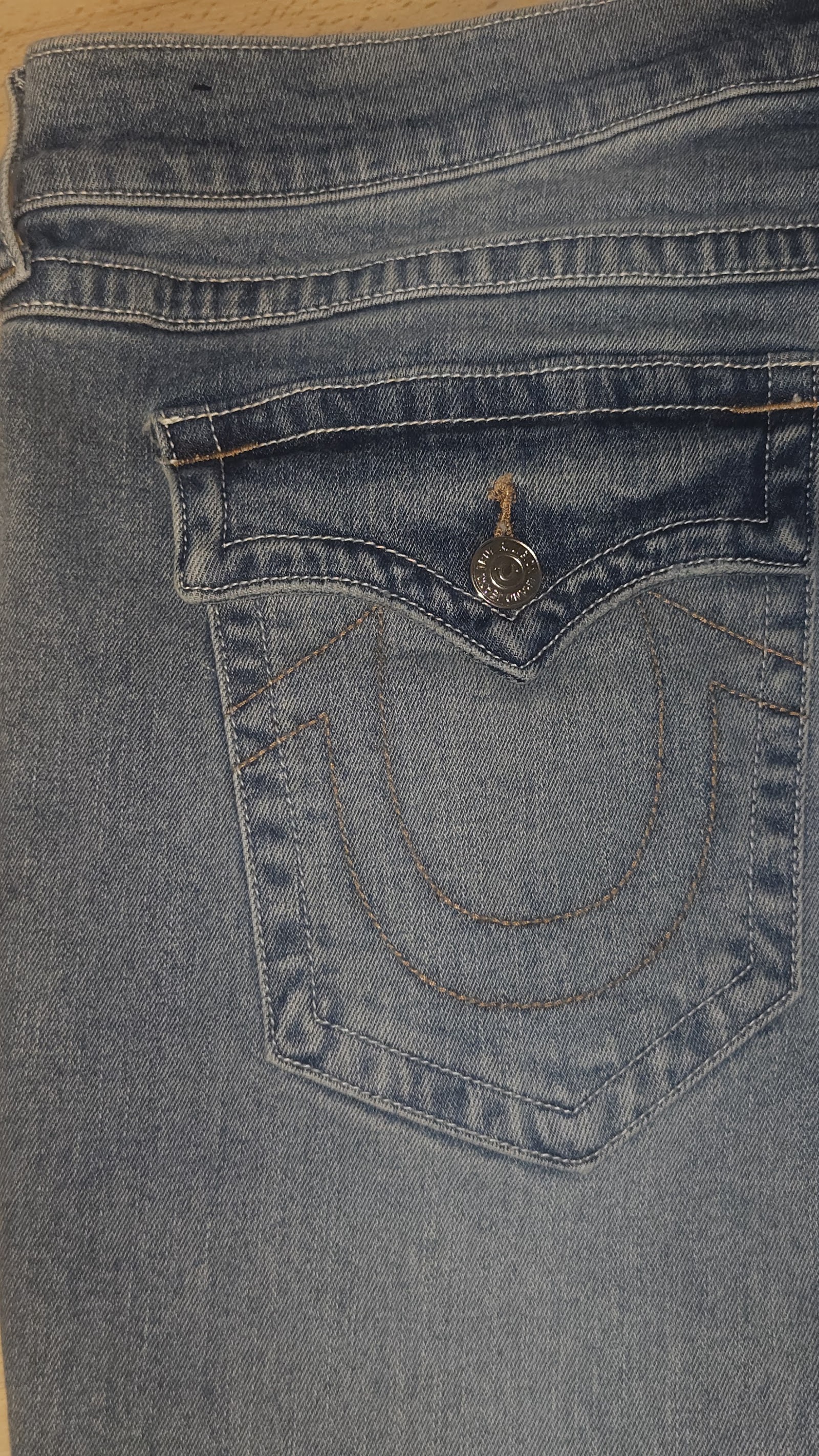 True Religion Ricky Blue Washed Flap Pocket Relaxed Straight Jeans, W36, photo 8