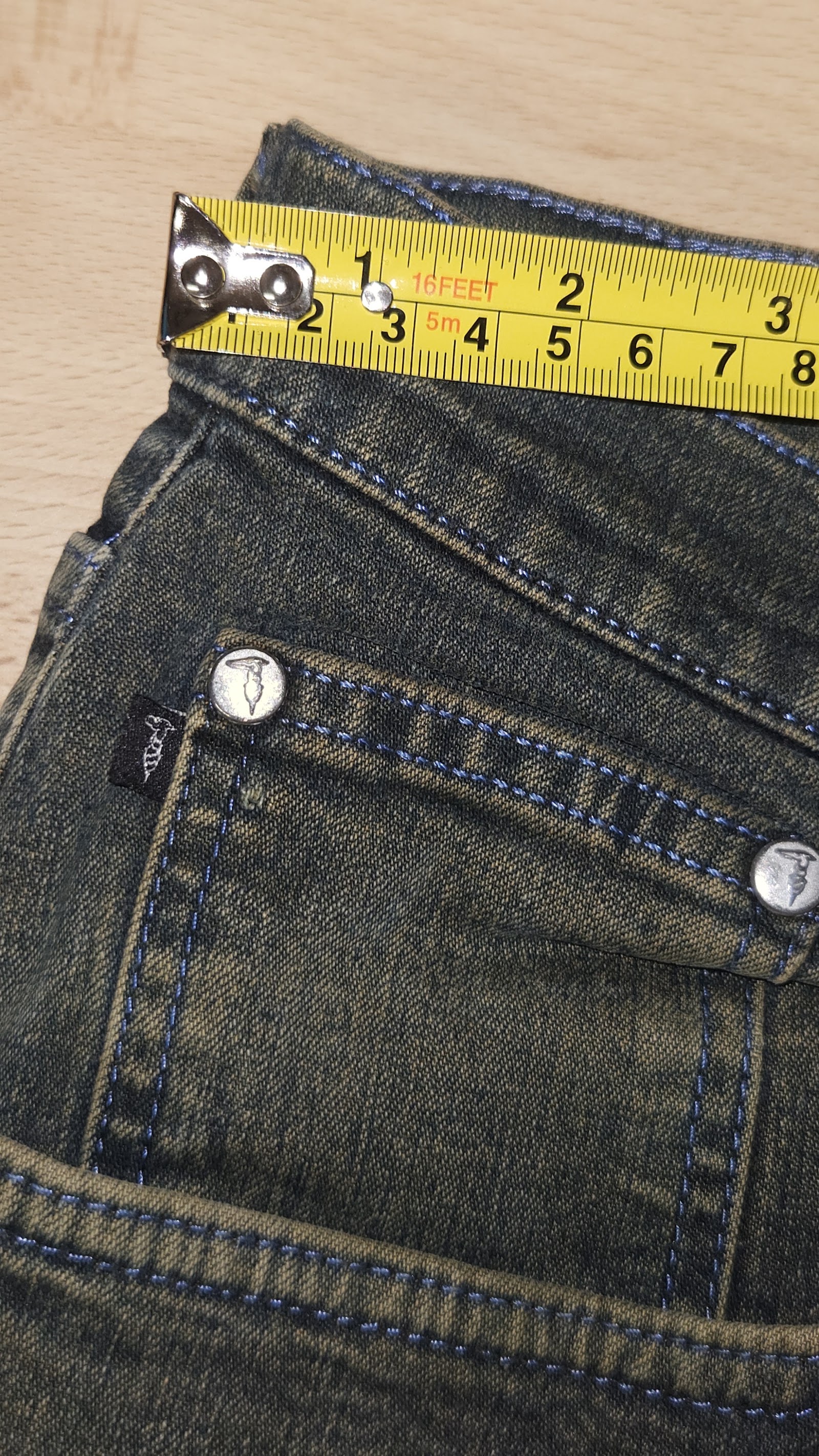 Trussardi Jeans Olive Washed Cropped Denim Jeans, Measured W36.5 L26.5 approx., photo 6