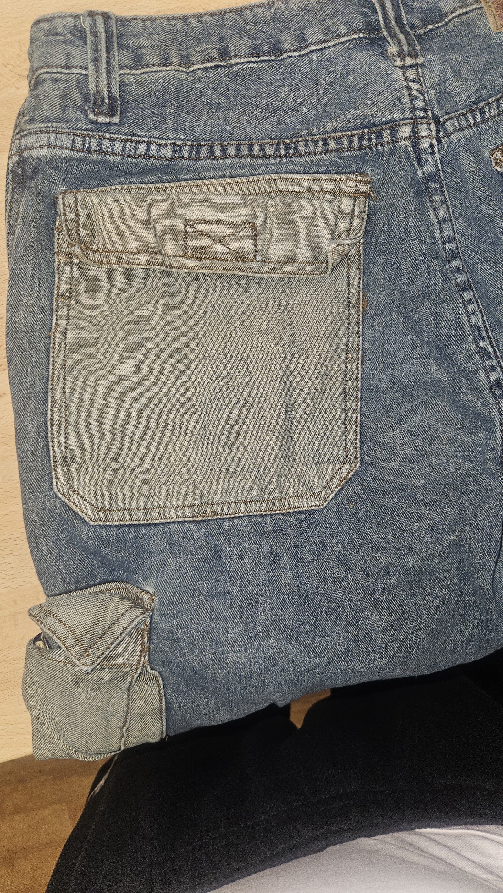 SMART Blue Cargo Jeans Contrast Utility Pockets, Measured W31.5 approx., photo 8