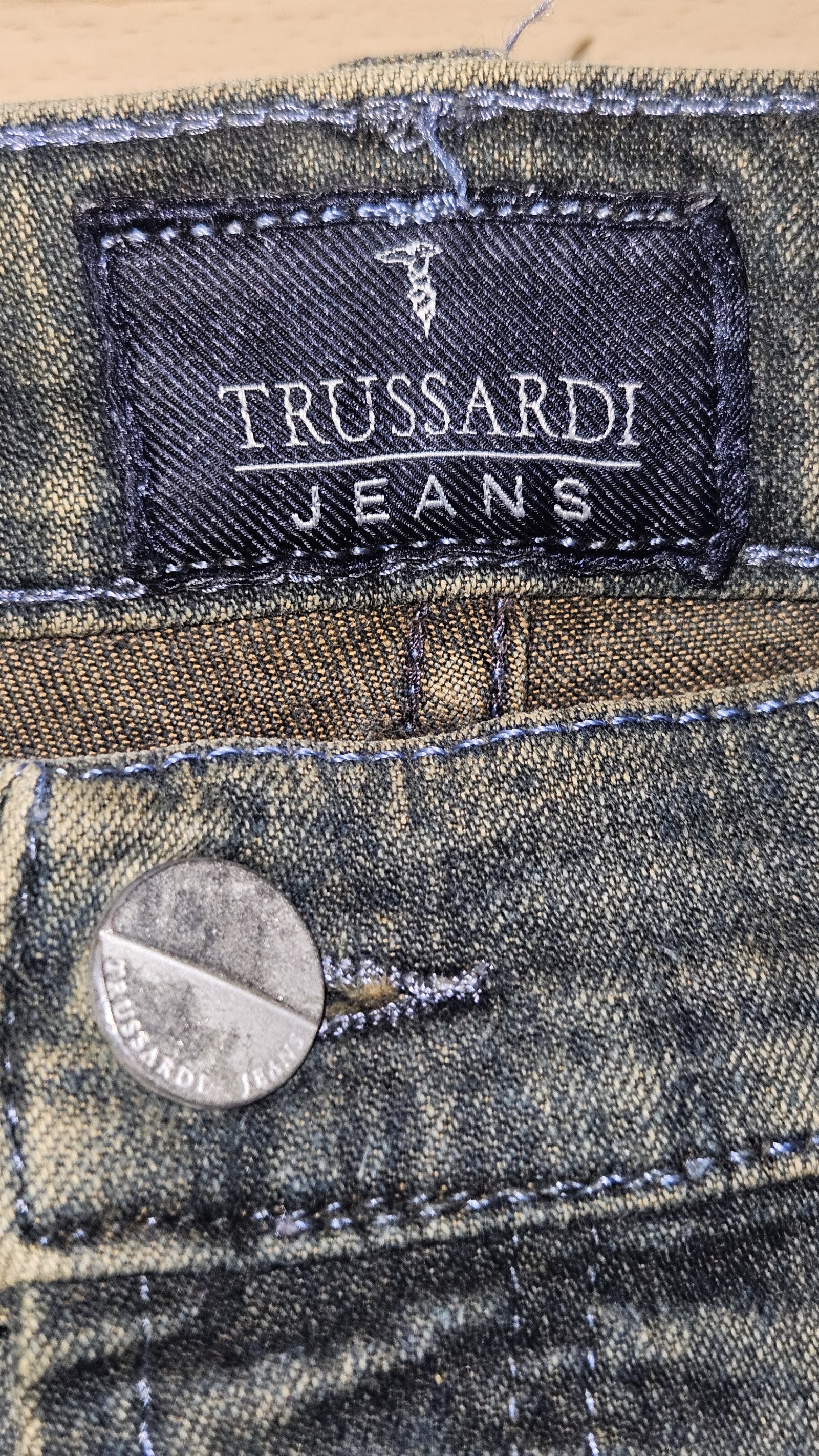 Trussardi Jeans Olive Washed Cropped Denim Jeans, Measured W36.5 L26.5 approx., photo 3