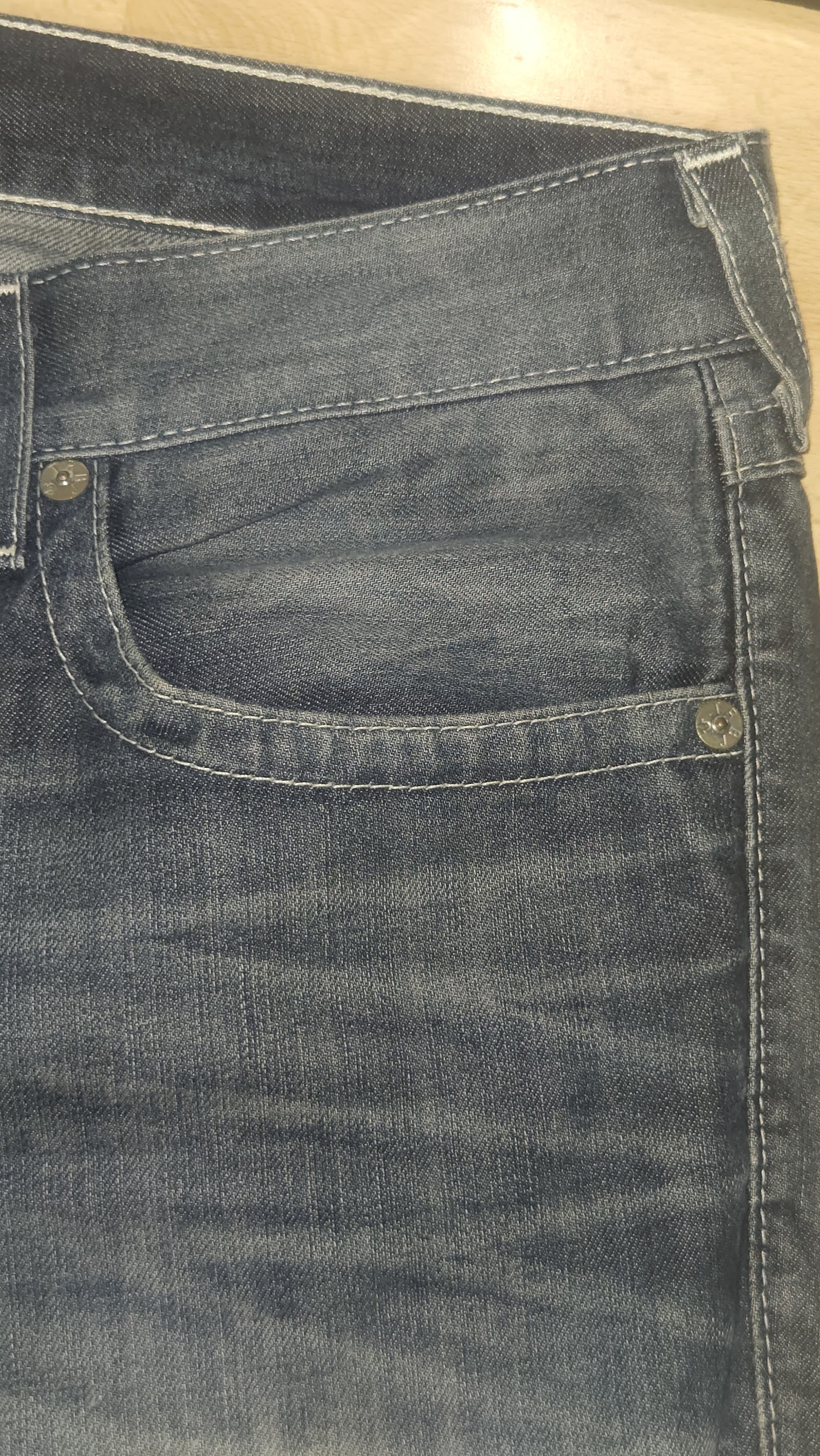 True Religion Washed Blue Heavy Stitch Flap Pocket Distressed Jeans, W36, photo 6