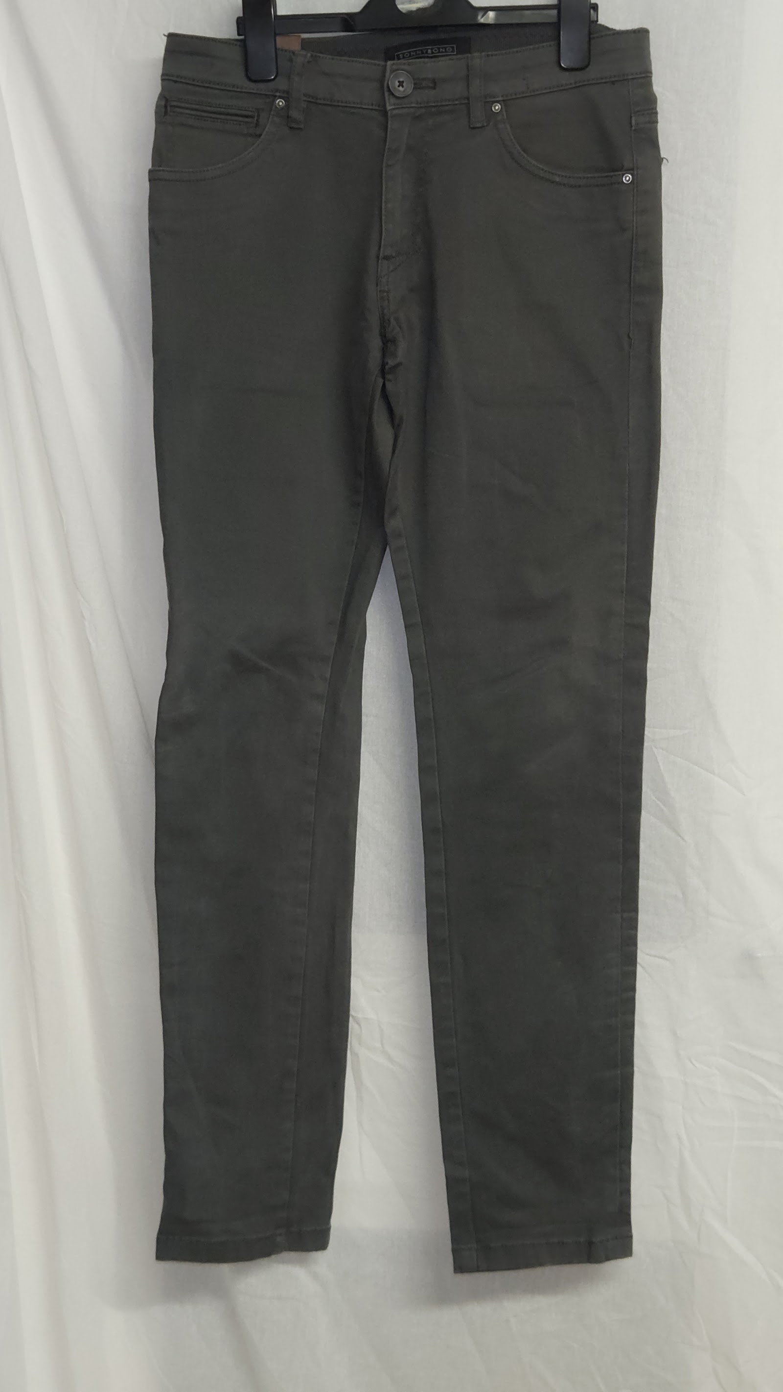 Sonny Bono Grey Green Skinny Fit Stretch Jeans