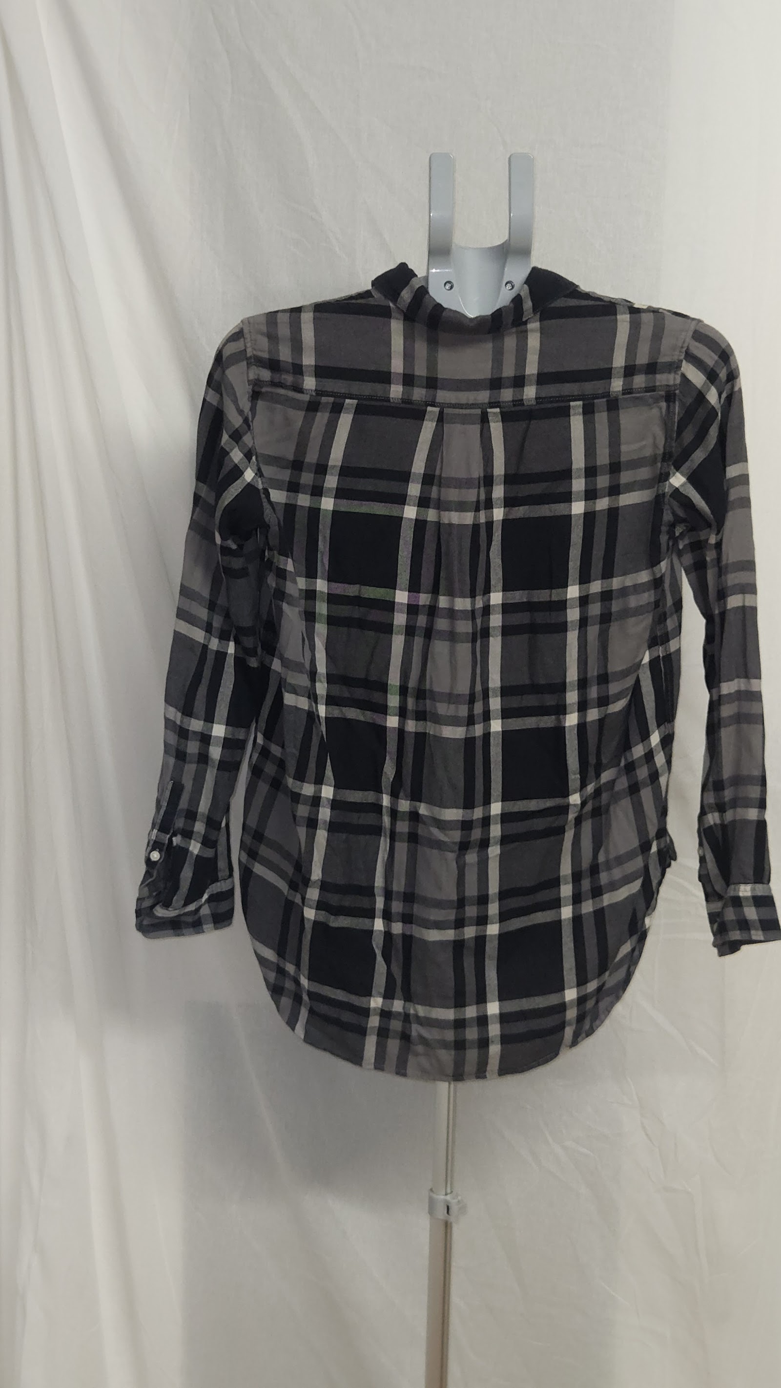 GAP Black Grey Checked Long Sleeve Shirt, M (labelled), photo 3