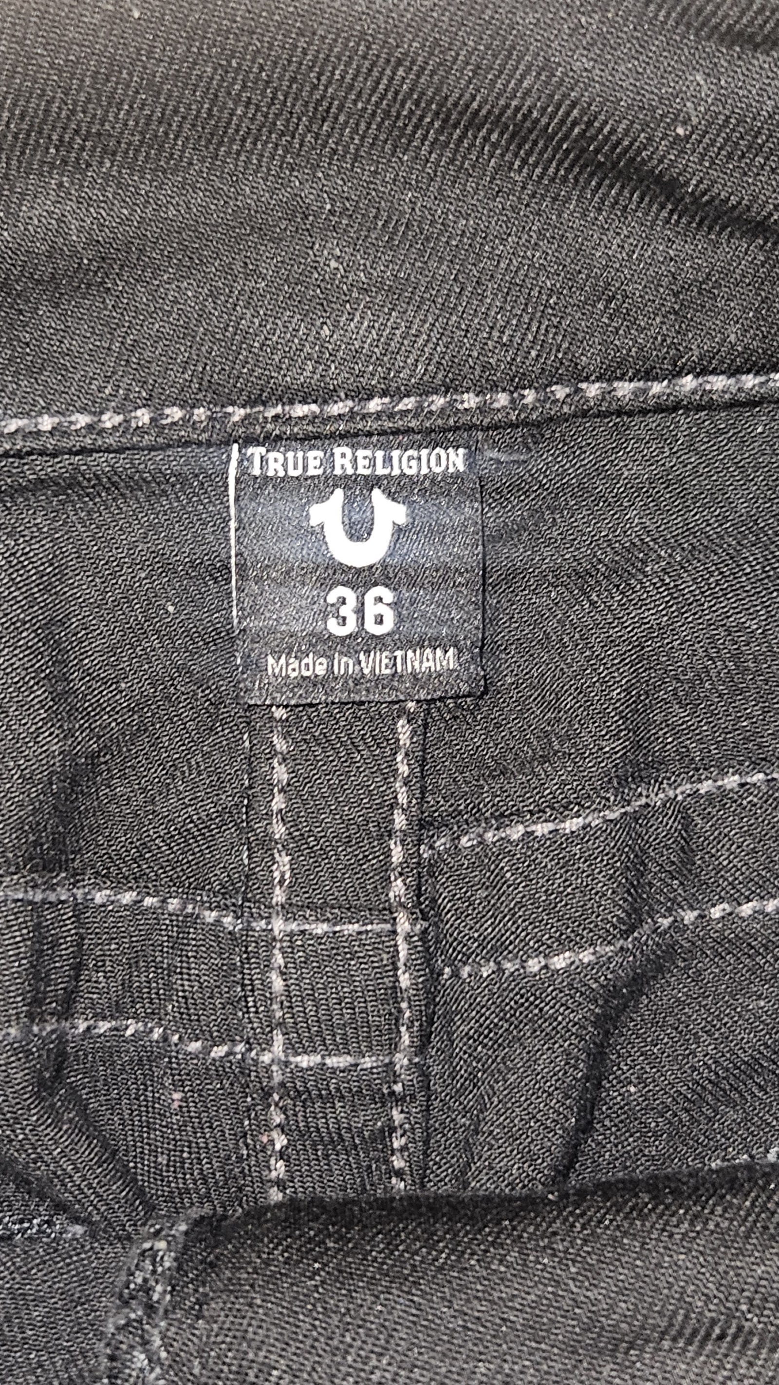 True Religion Ricky Black Flap Pocket Relaxed Straight Jeans, W36, photo 5