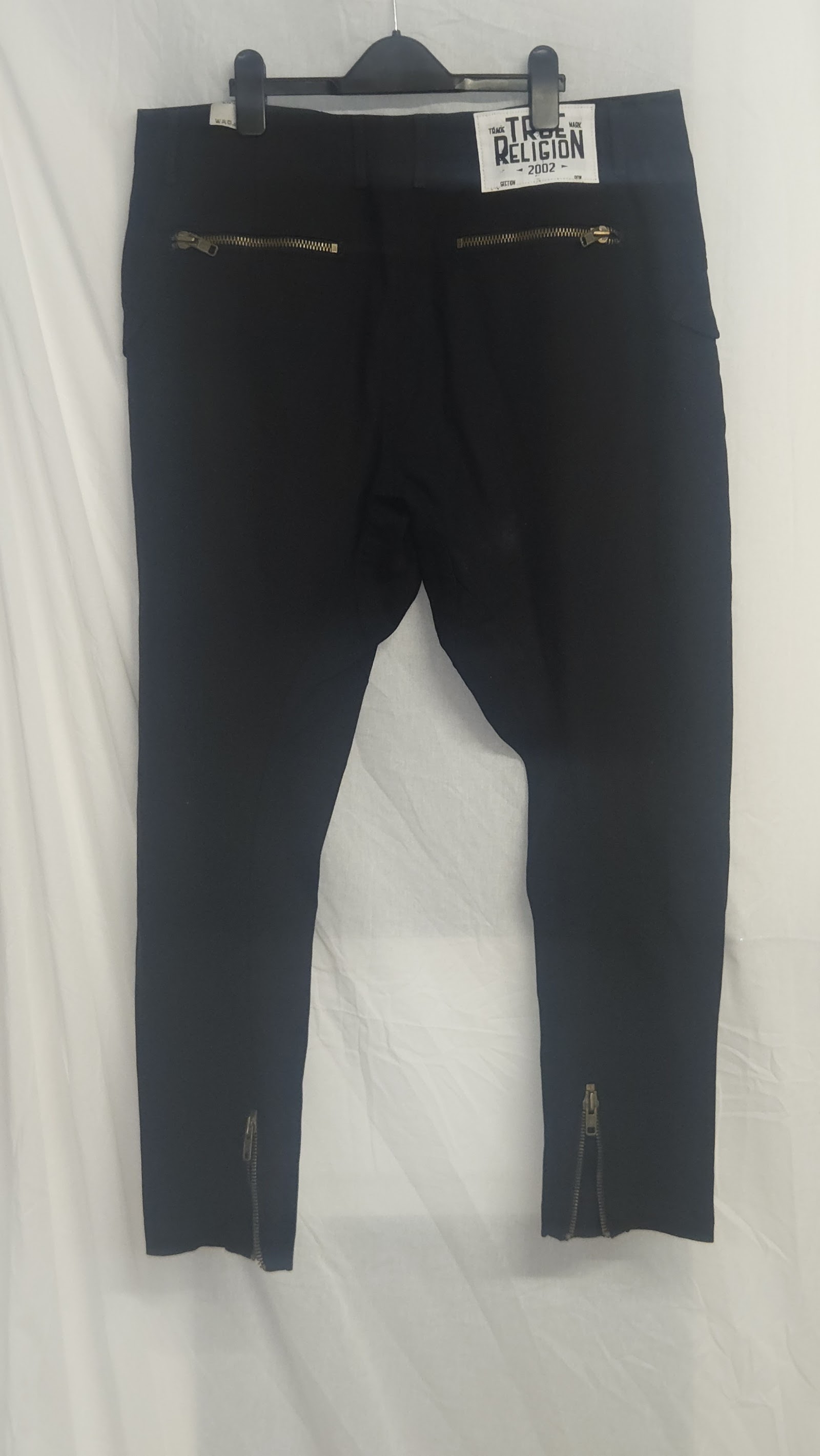 True Religion Black Drop Crotch Zip Cuff Trousers, 5 (labelled; system unspecified), photo 2