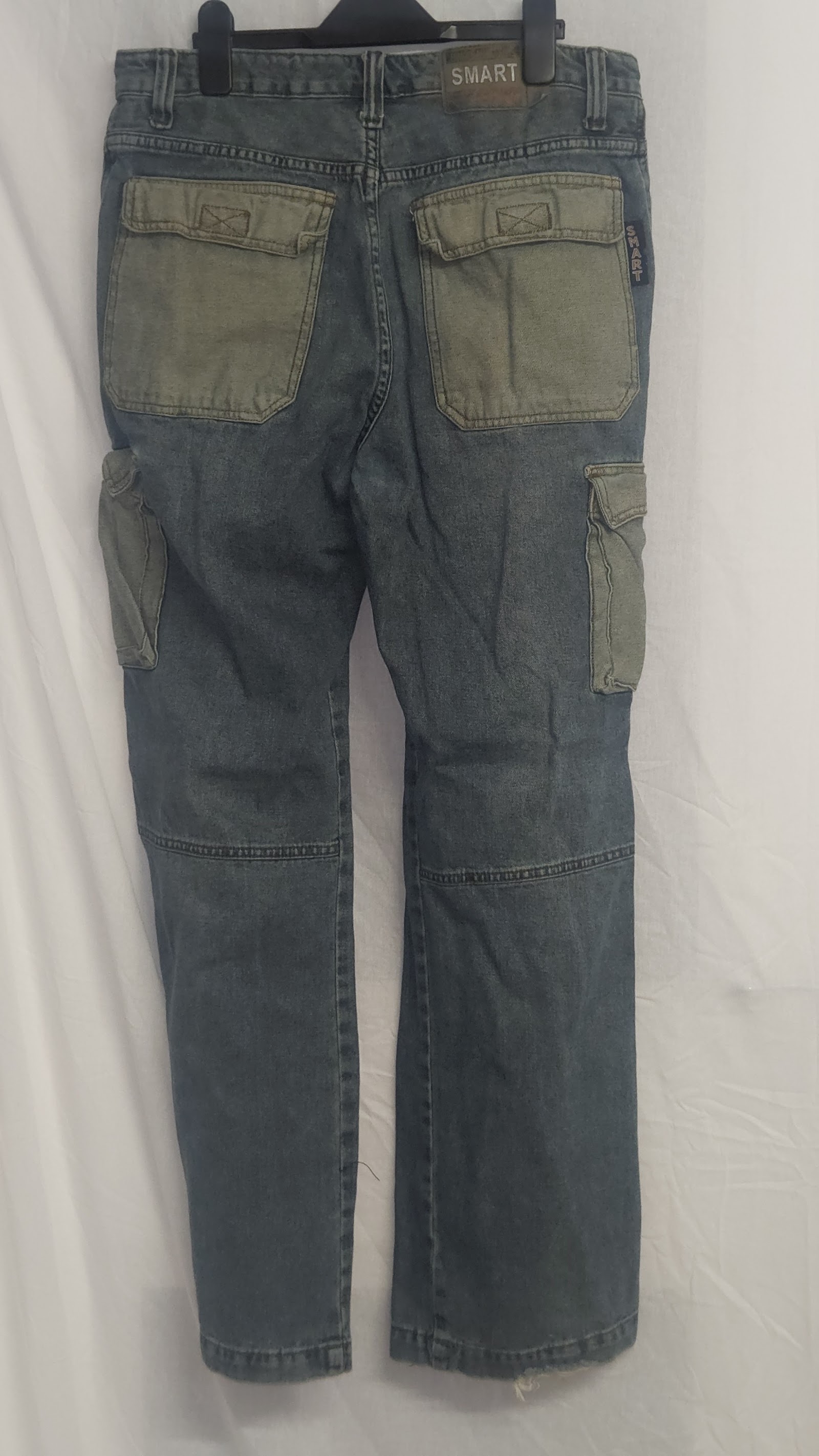 SMART Blue Cargo Jeans Contrast Utility Pockets, Measured W31.5 approx., photo 3