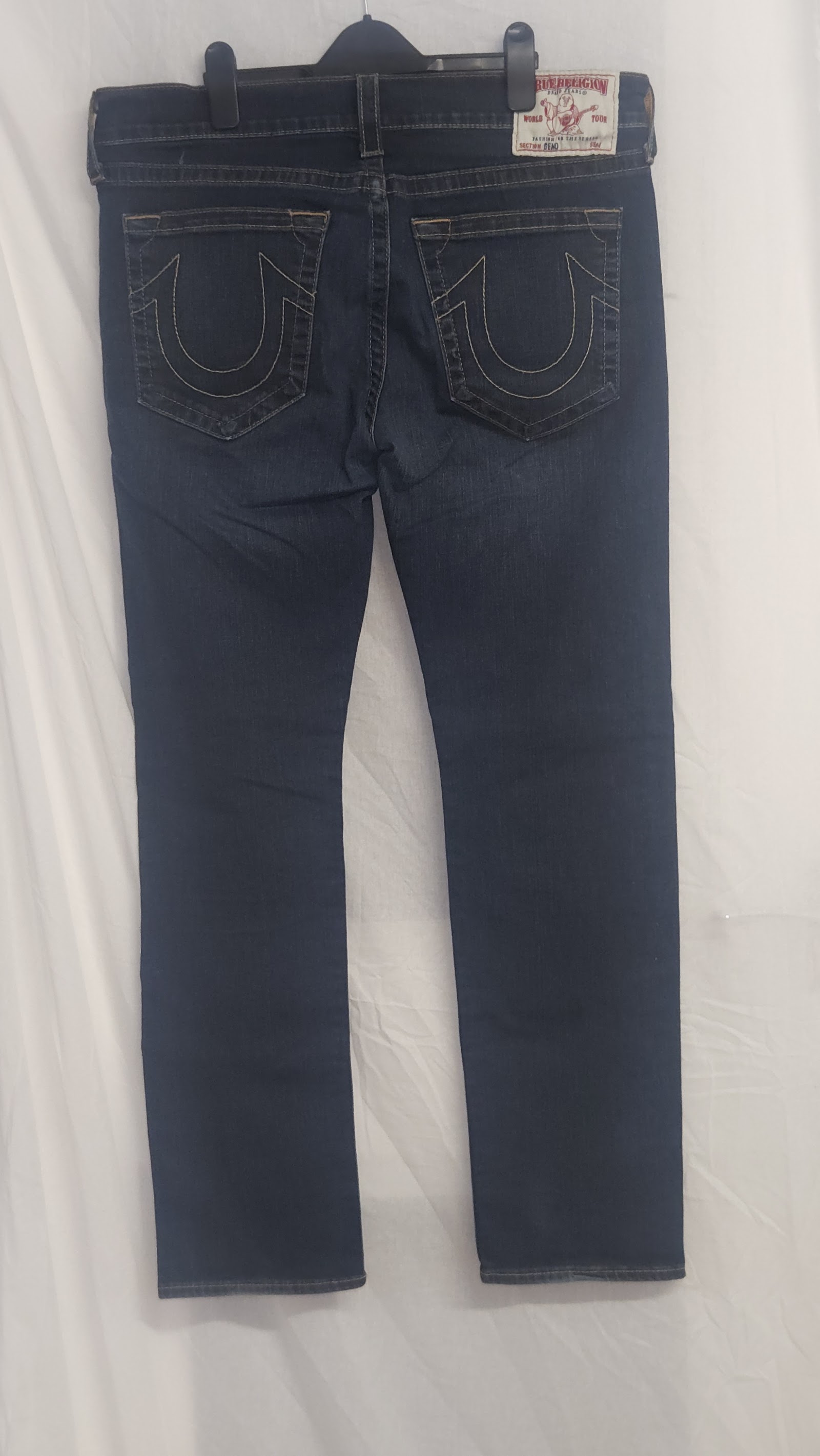 True Religion Dark Blue Gold Stitch Horseshoe Pocket Jeans, W36, photo 2