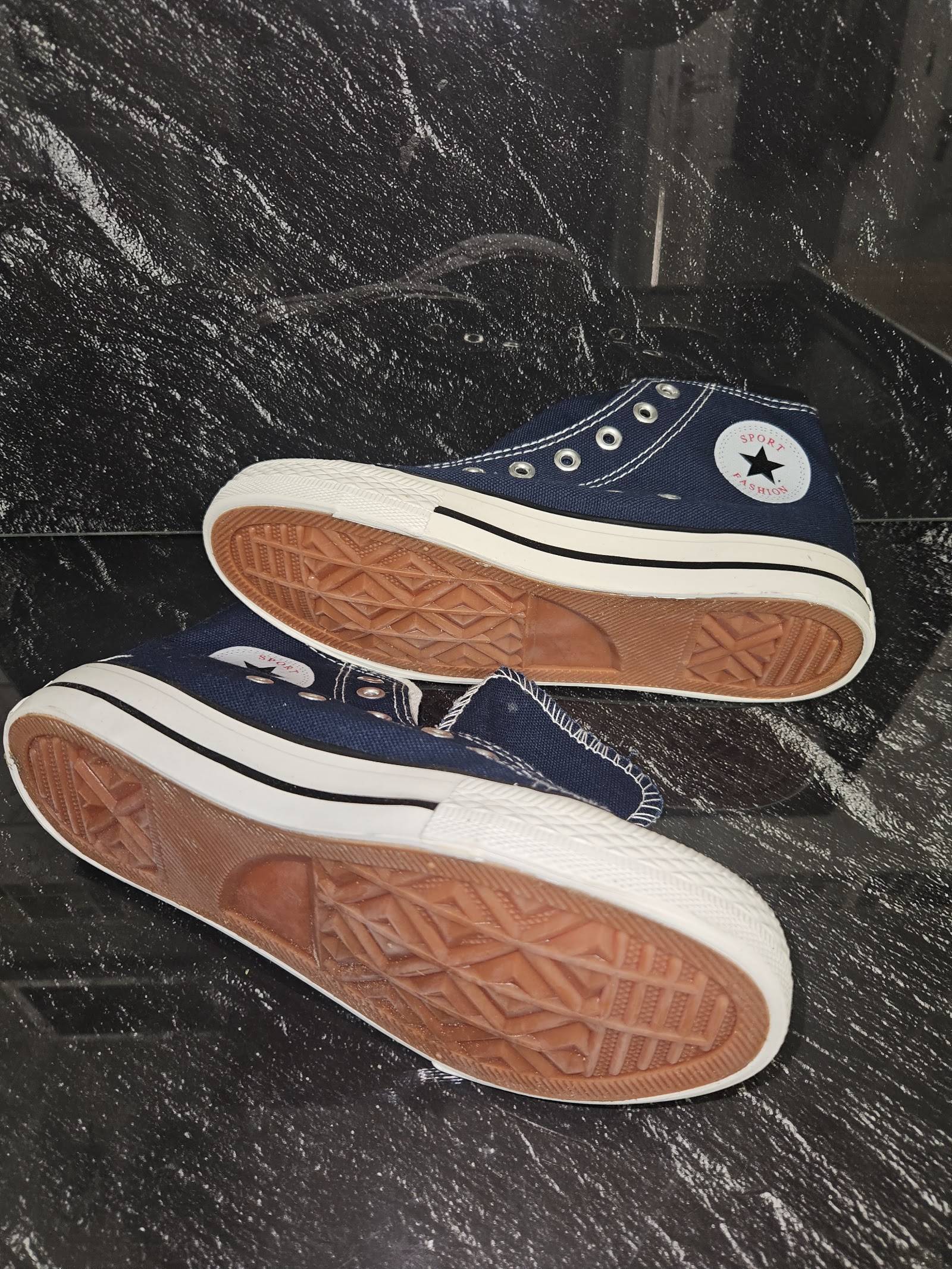 Genuine HUANQIU Navy Canvas High-Top Trainers Size EU 35 UK 2.5, EU 35 / UK 2.5, photo 5