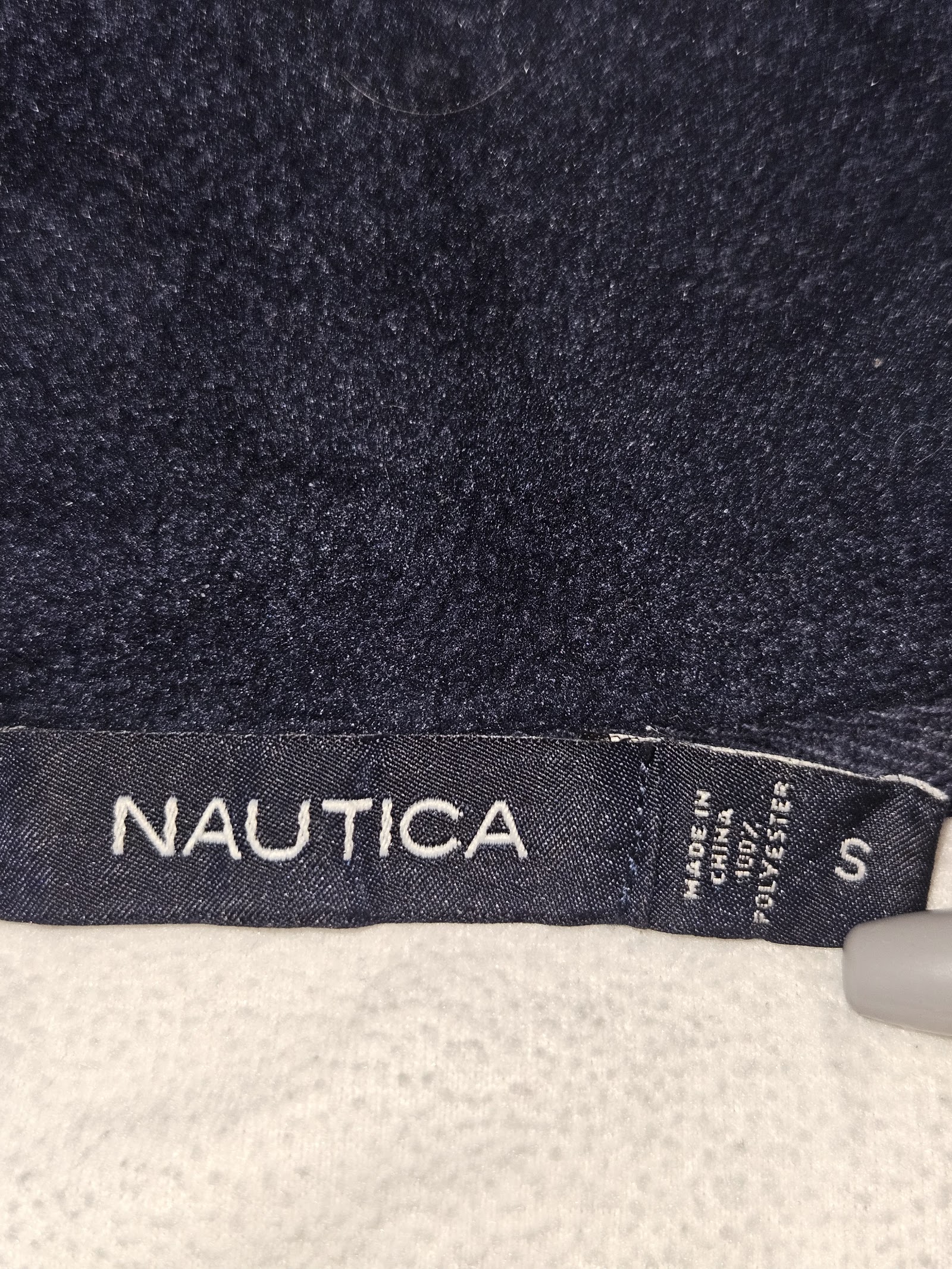 Genuine Nautica Cream Navy Quarter Zip Fleece, S, photo 3