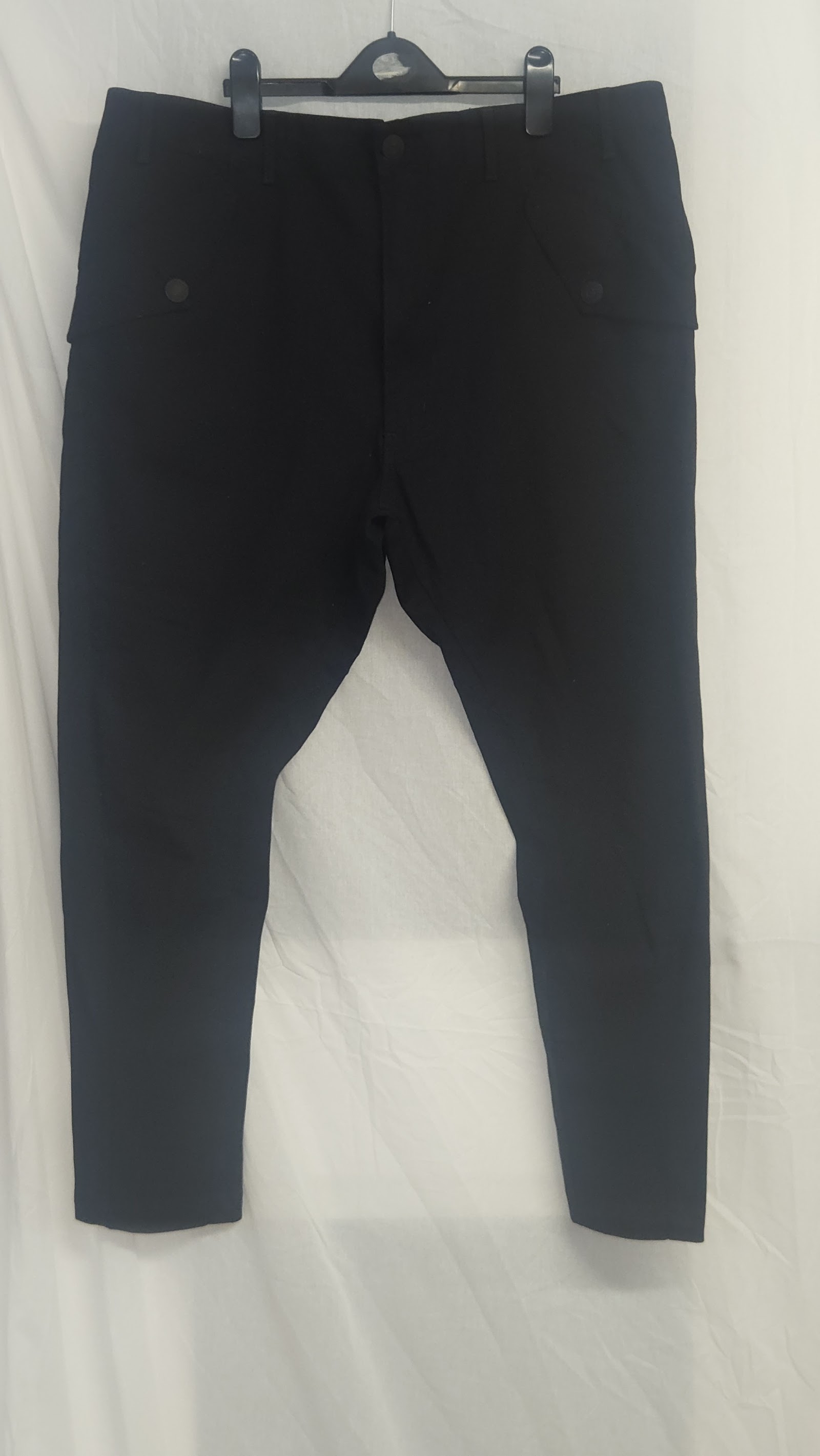 True Religion Black Drop Crotch Zip Cuff Trousers
