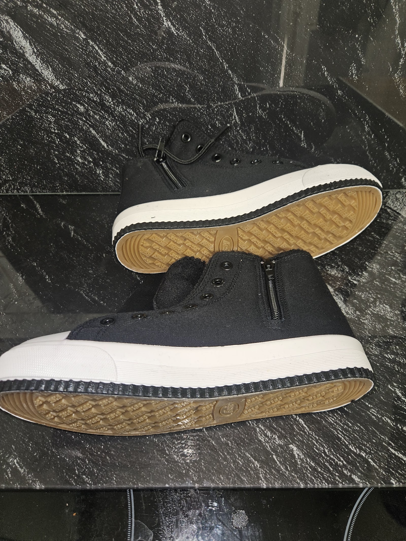 Genuine Unbranded Black Side-Zip Canvas High-Top Trainers Size EU 35 UK 2.5, EU 35 / UK 2.5 / CN 225, photo 7