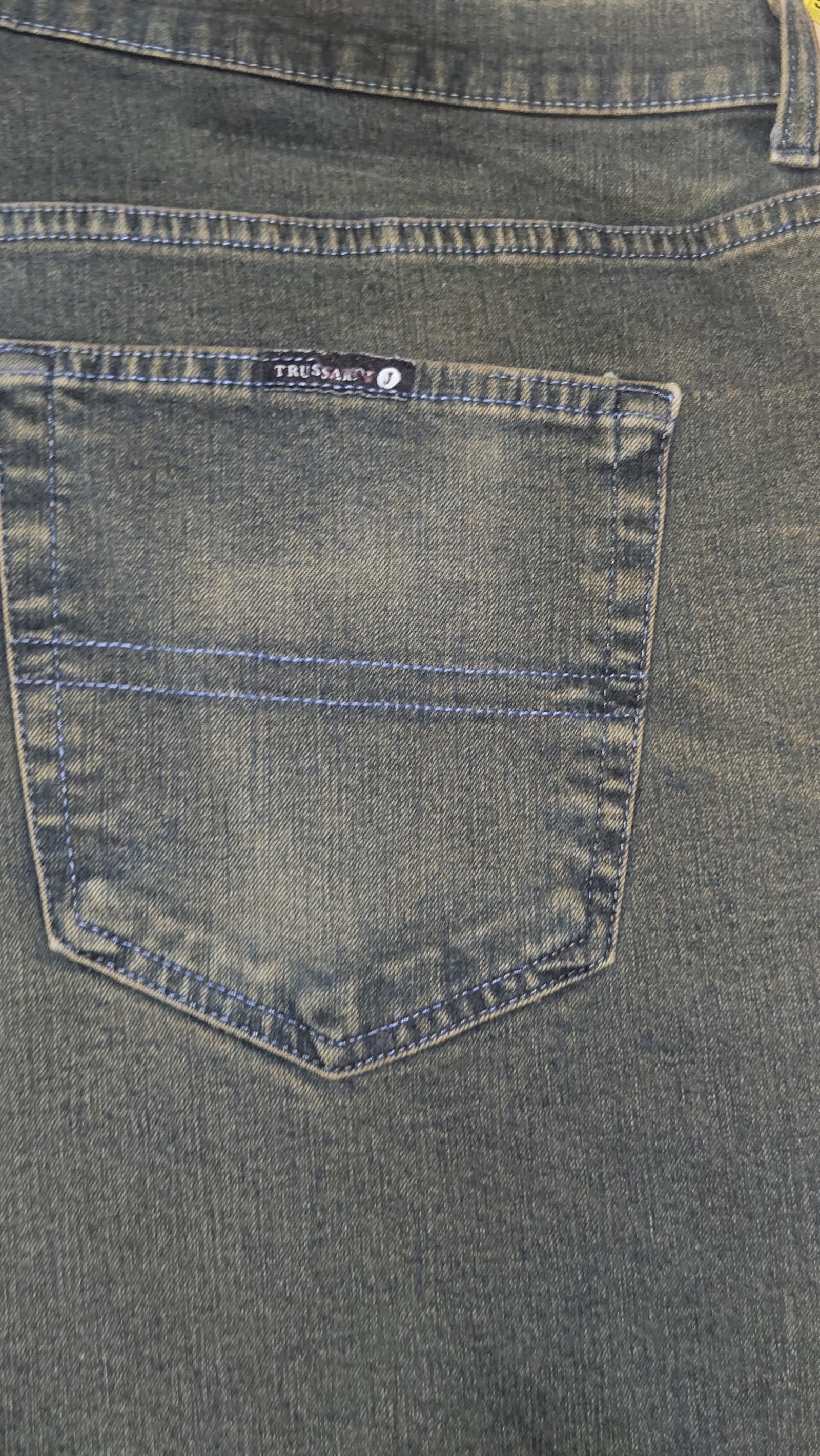 Trussardi Jeans Olive Washed Cropped Denim Jeans, Measured W36.5 L26.5 approx., photo 10
