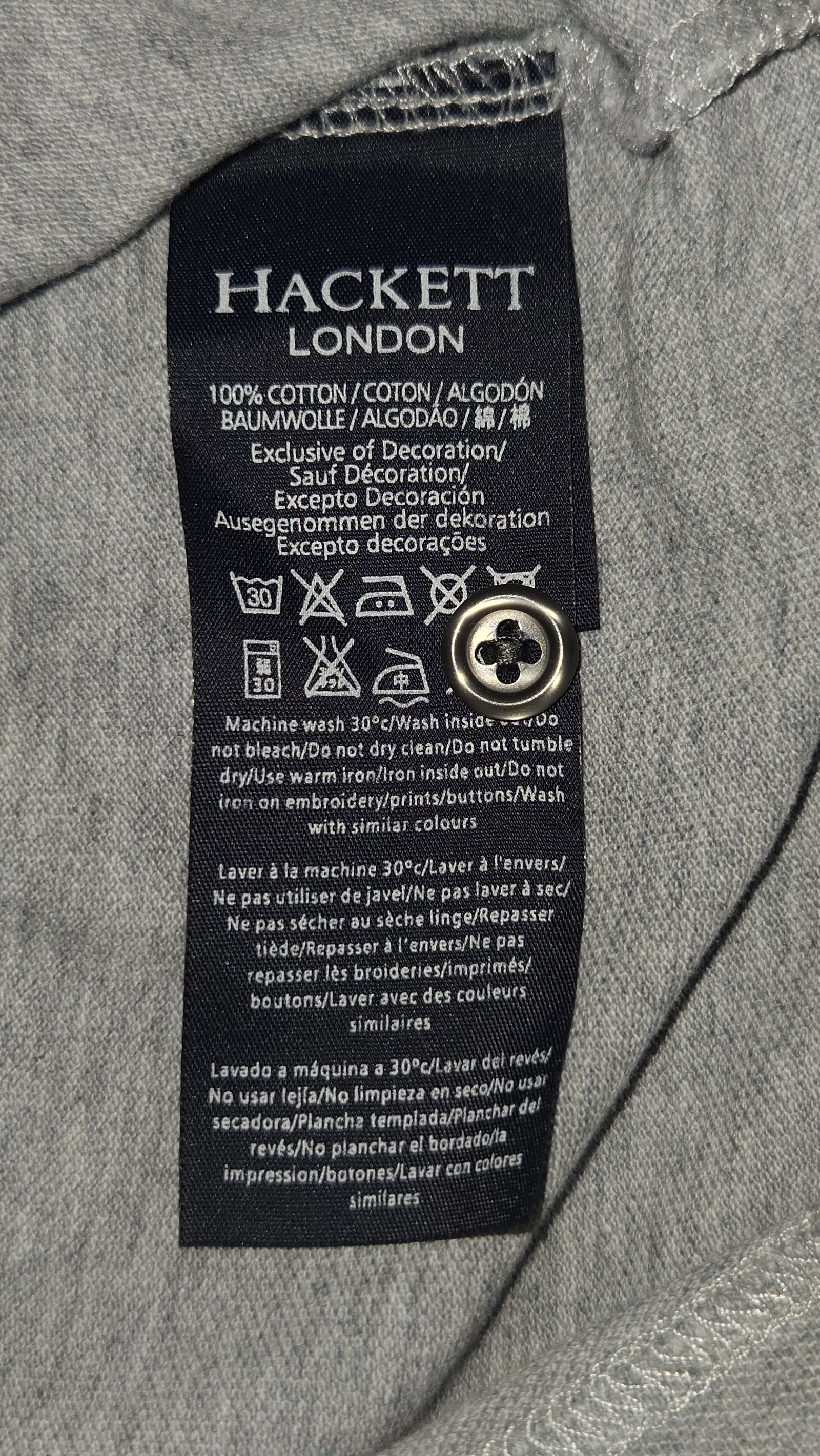 Hackett London Grey Short Sleeve Cotton Polo Shirt, XL (labelled), photo 6