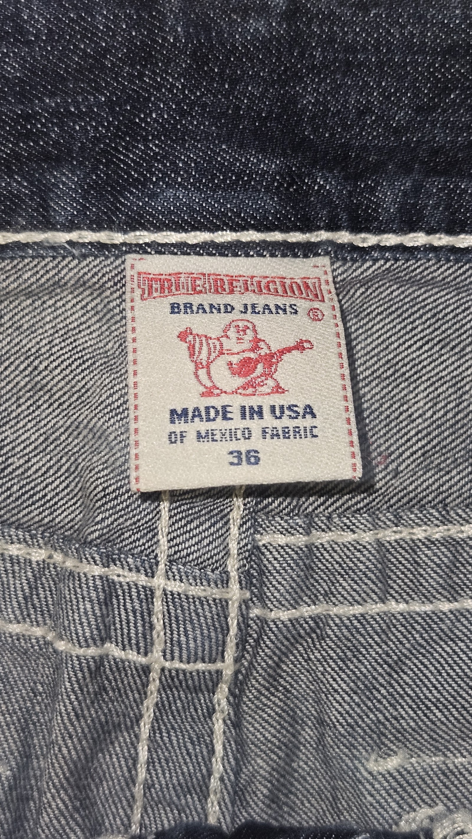 True Religion Dark Indigo White Heavy Stitch Flap Pocket Jeans, W36, photo 4