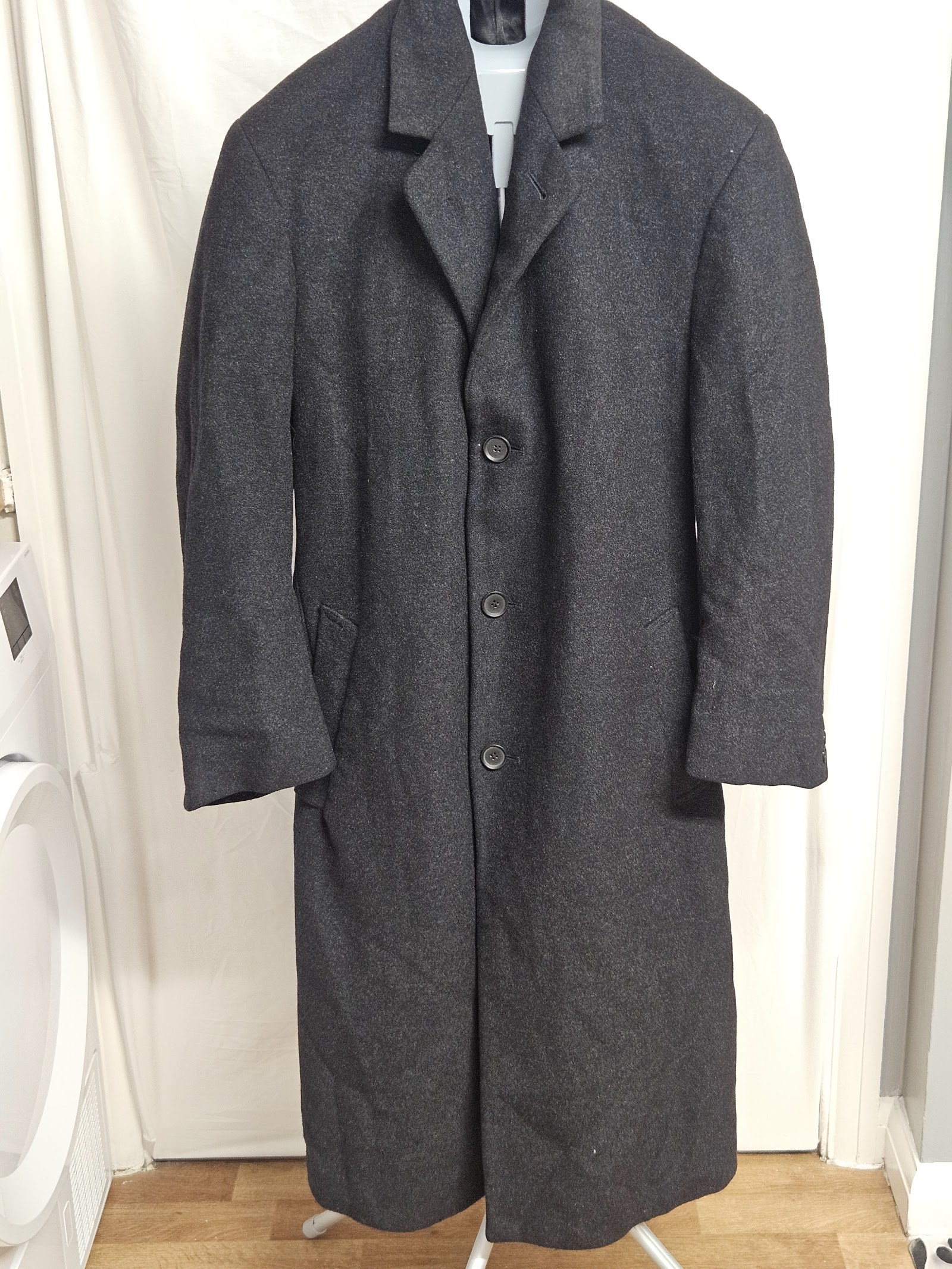 Nautica Charcoal Long Single-Breasted Heritage Overcoat