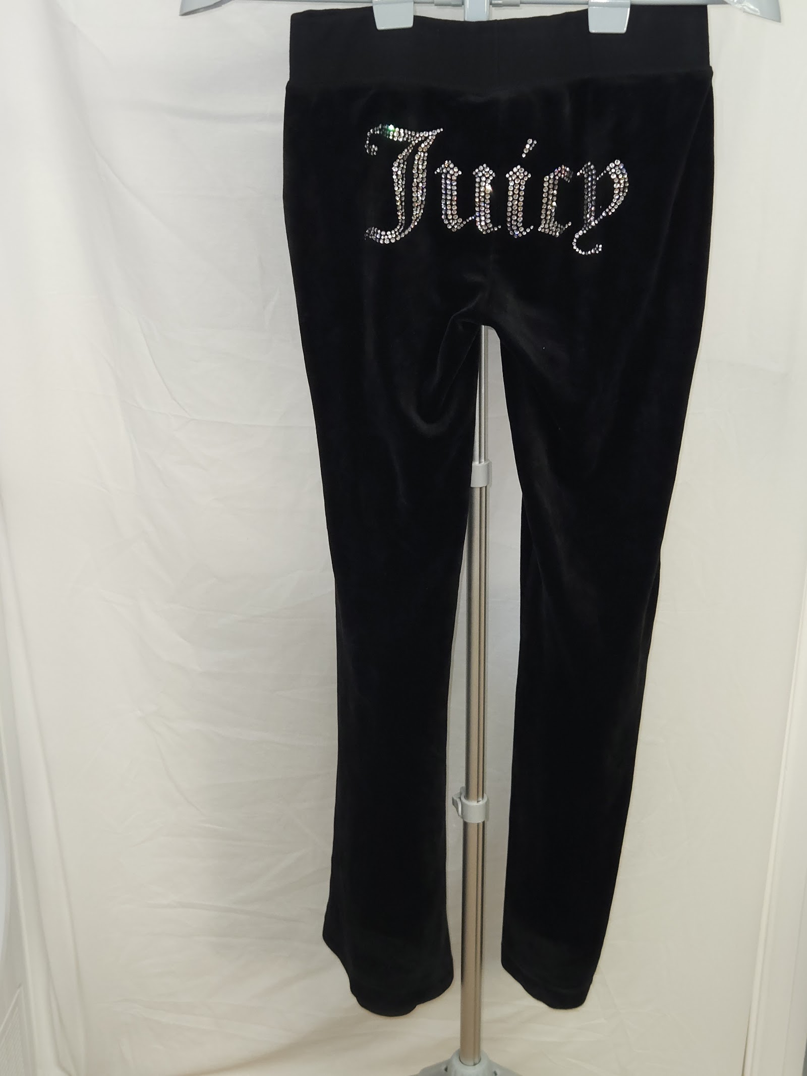 Genuine Juicy Couture Black Velour Rhinestone Joggers Size XS, XS, photo 2