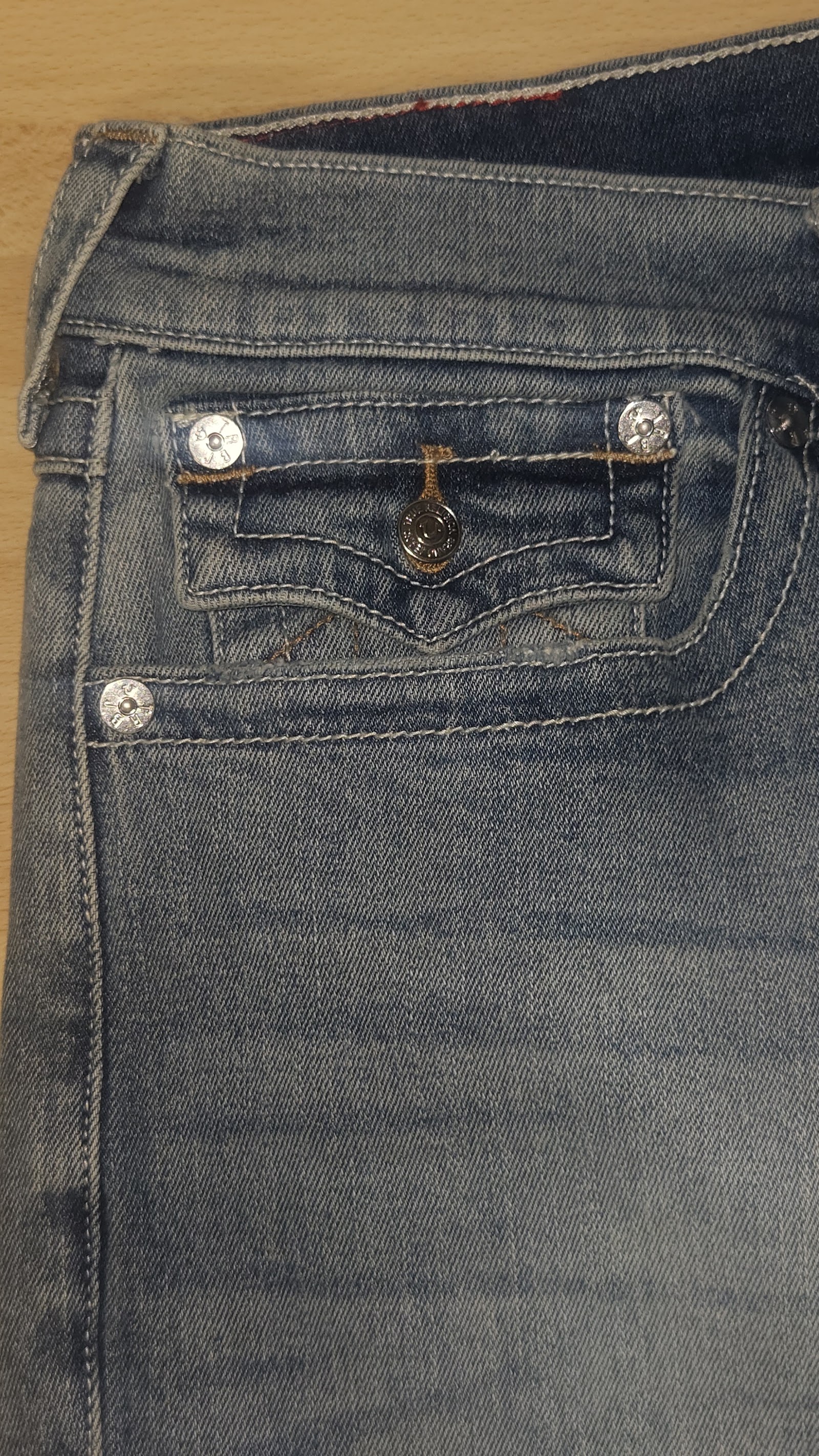 True Religion Ricky Blue Washed Flap Pocket Relaxed Straight Jeans, W36, photo 4