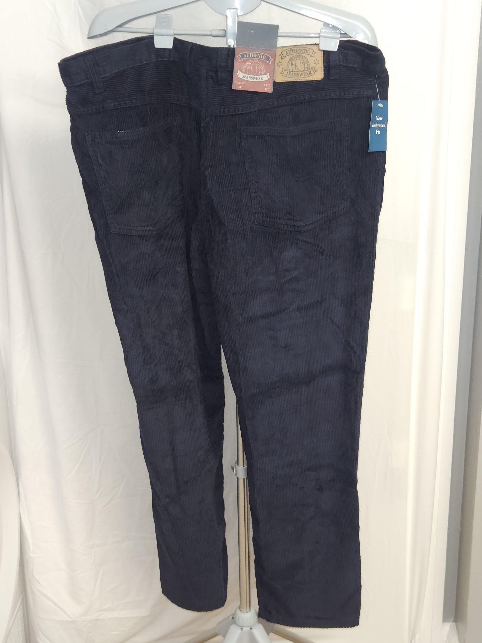 Genuine Authentic Jeanswear Navy straight-leg corduroy trousers with tags, W44 L31, photo 2
