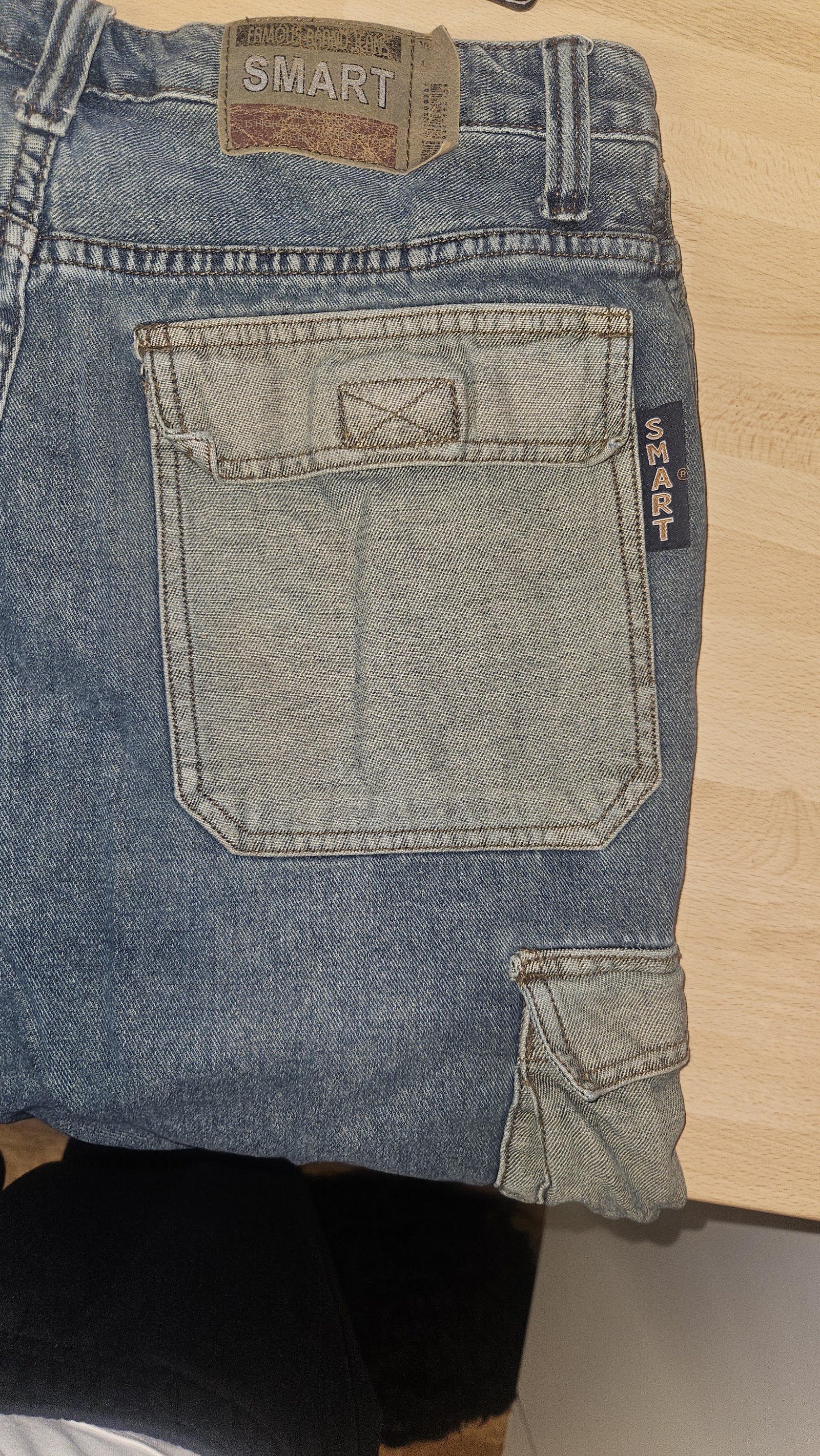 SMART Blue Cargo Jeans Contrast Utility Pockets, Measured W31.5 approx., photo 9